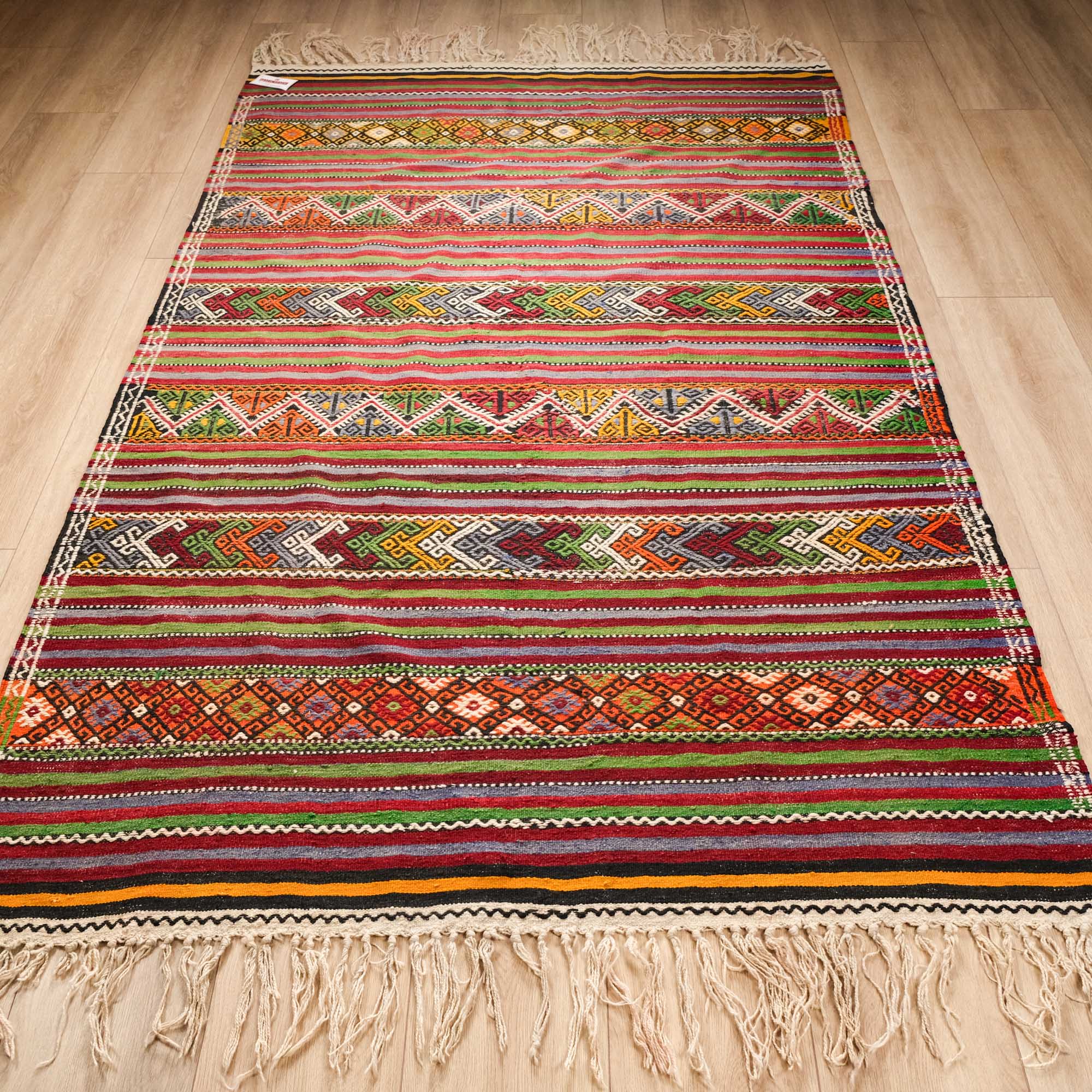 El Dokuma Anadolu Desenli Rengarenk Çanakkale Kilim