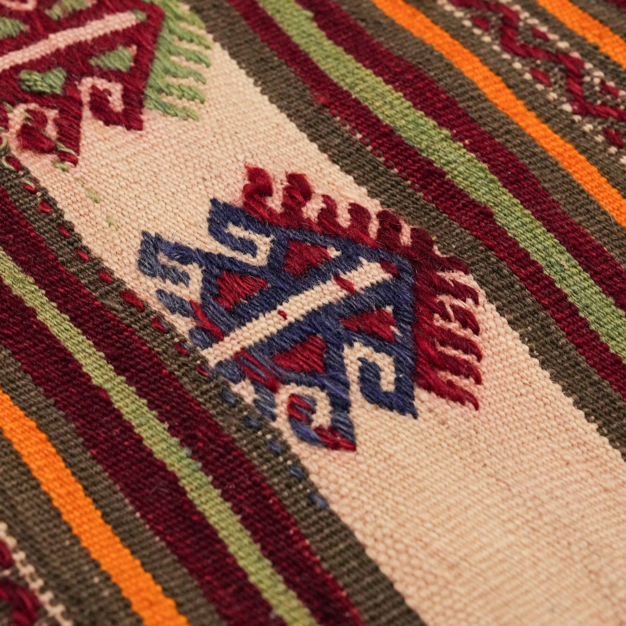 El Dokuma Anadolu Desenli Rengarenk İnlice Konya Kilimi