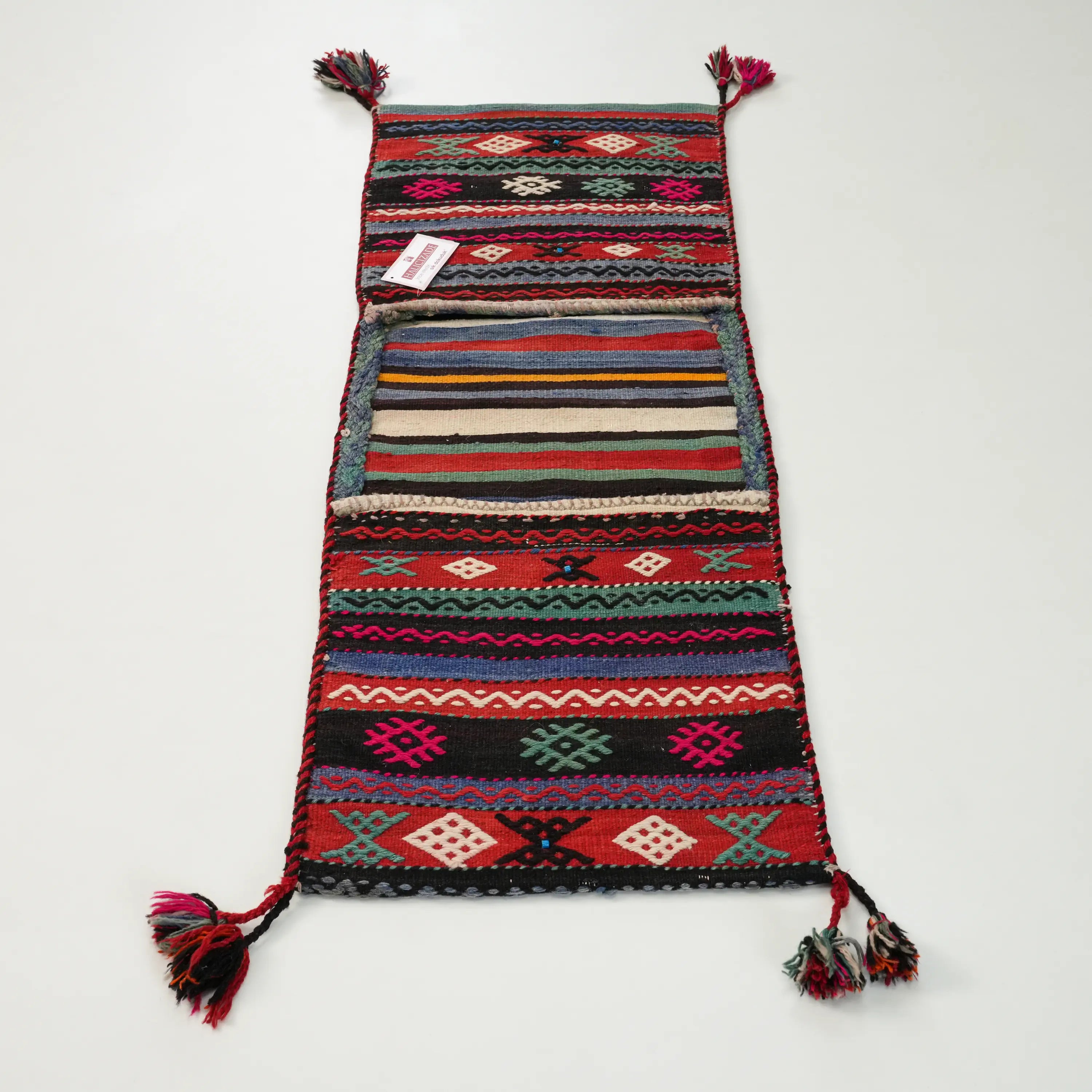 The Handwoven Anatolian Patterned Colorful Manisa Karakeçili Yörük Saddlebag