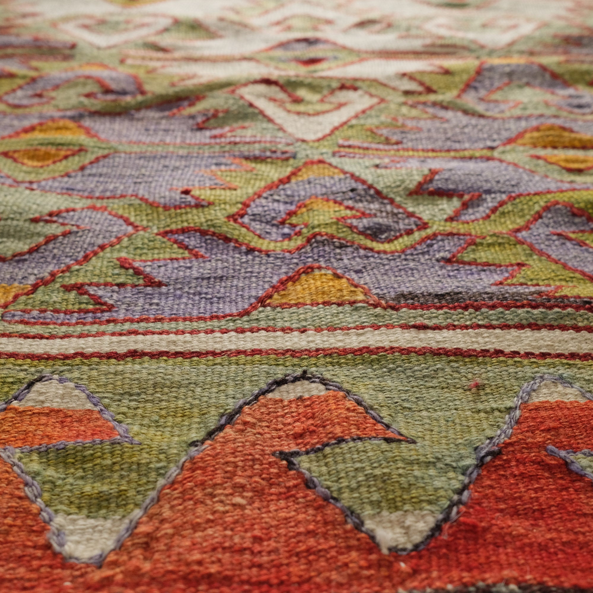 Handwoven Anatolian Pattern Colorful Sivrihisar Kilim