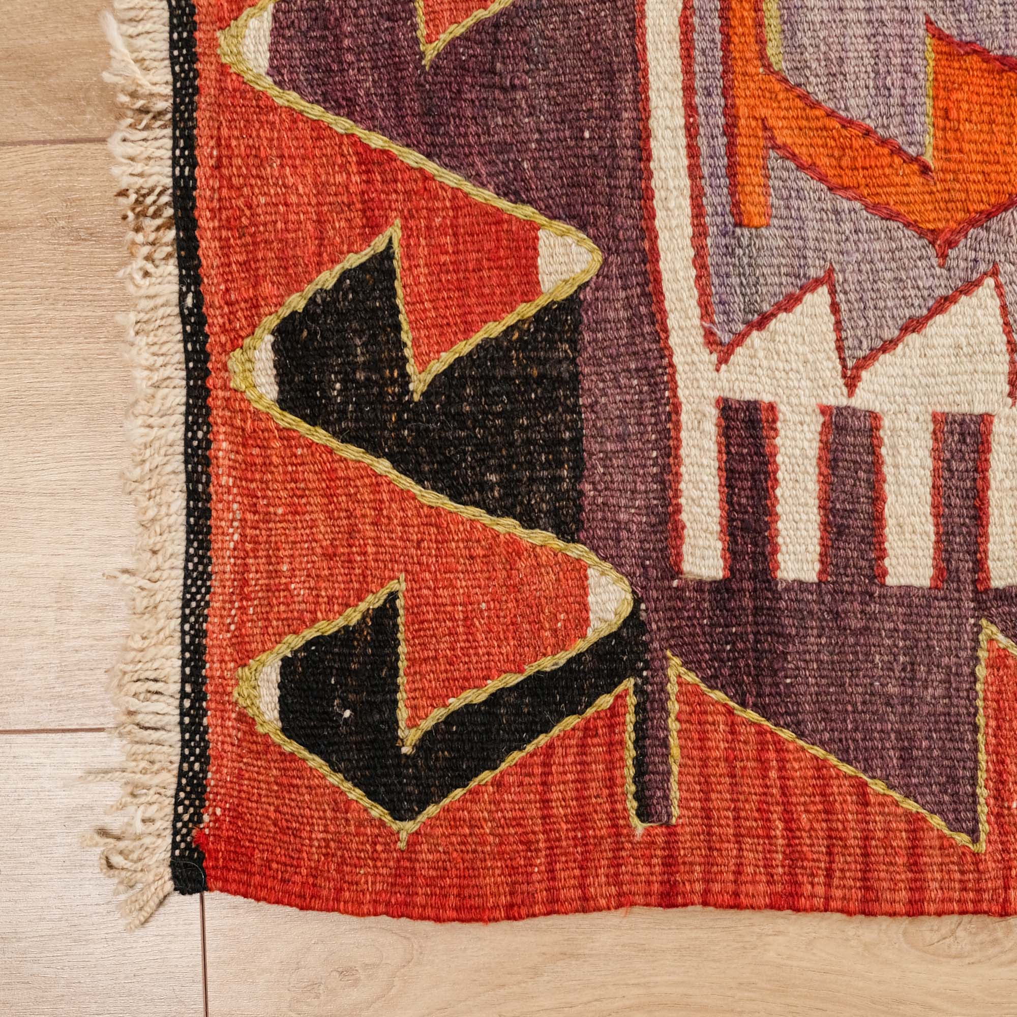 Handwoven Anatolian Patterned Colorful Sivrihisar Wool Kilim