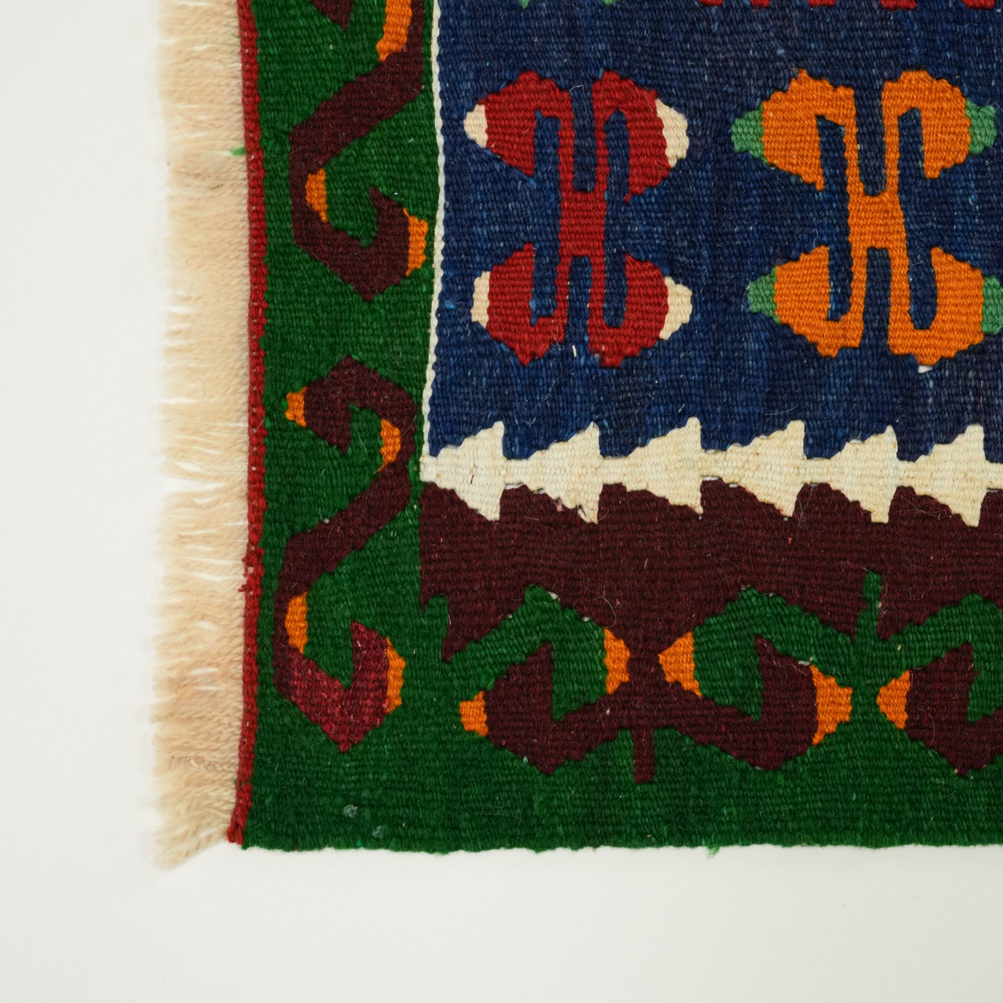 El Dokuma Anadolu Desenli Rengarenk Yün Eşme Köy Kilimi