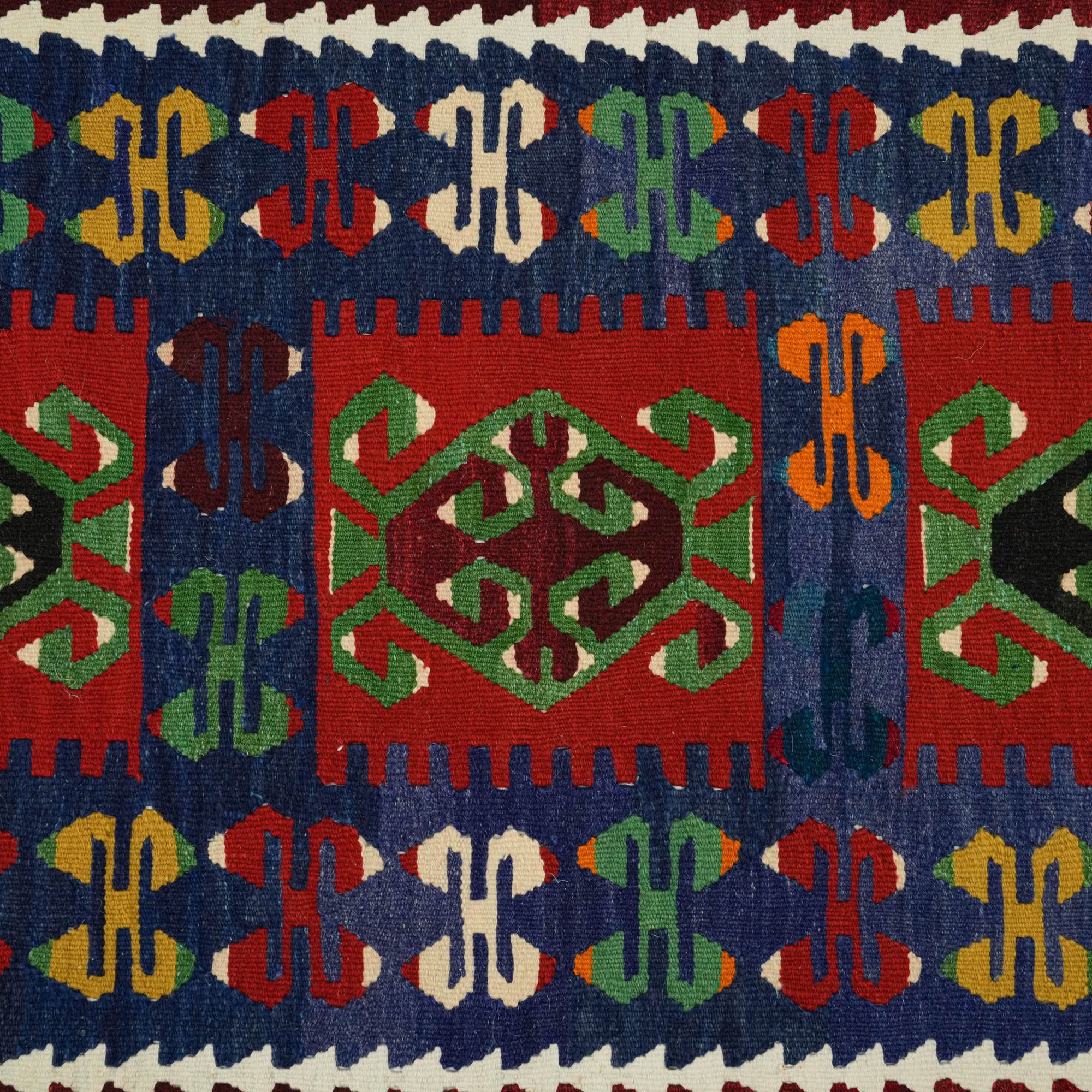 El Dokuma Anadolu Desenli Rengarenk Yün Eşme Köy Kilimi