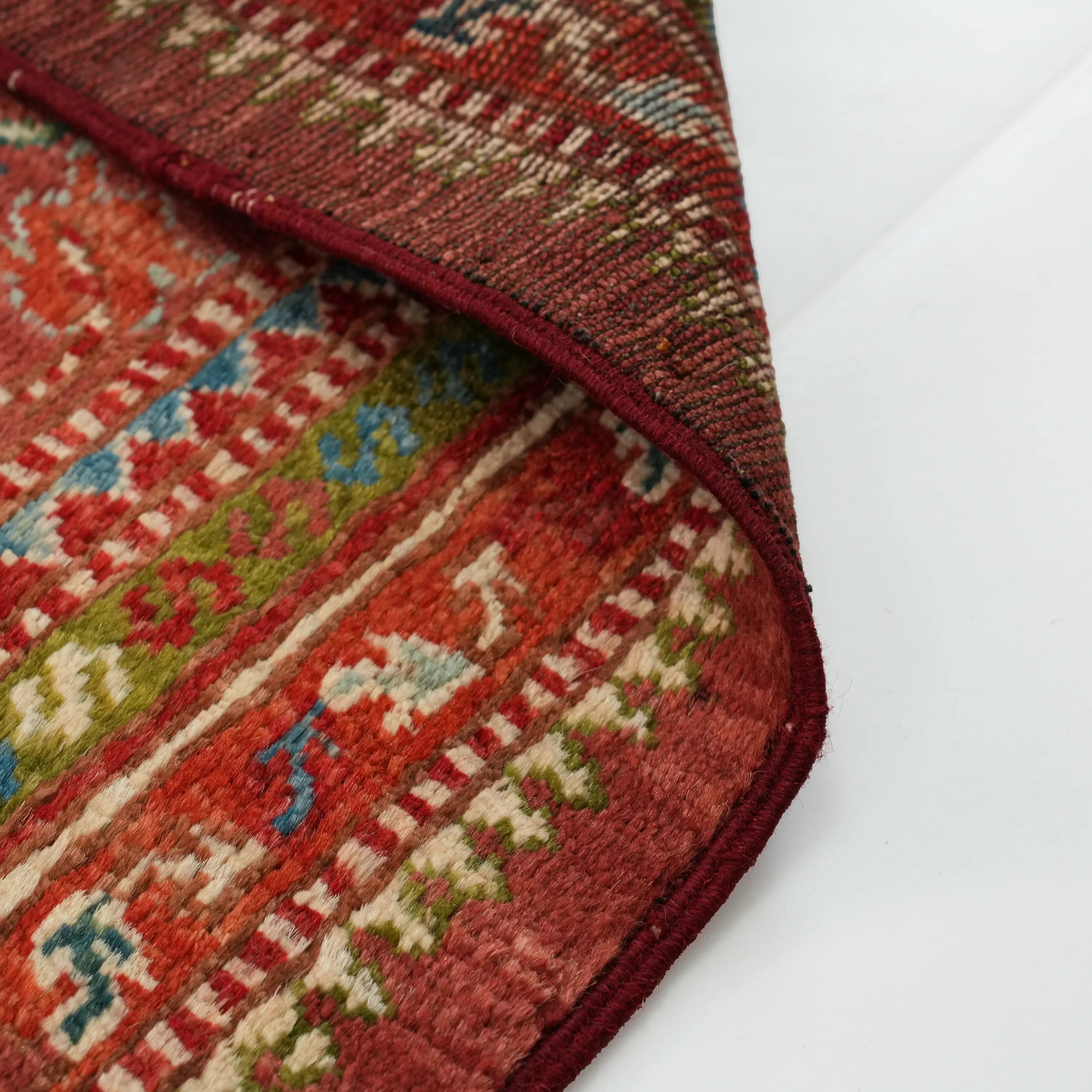 Handwoven Anatolian Patterned Colorful Wool Rug