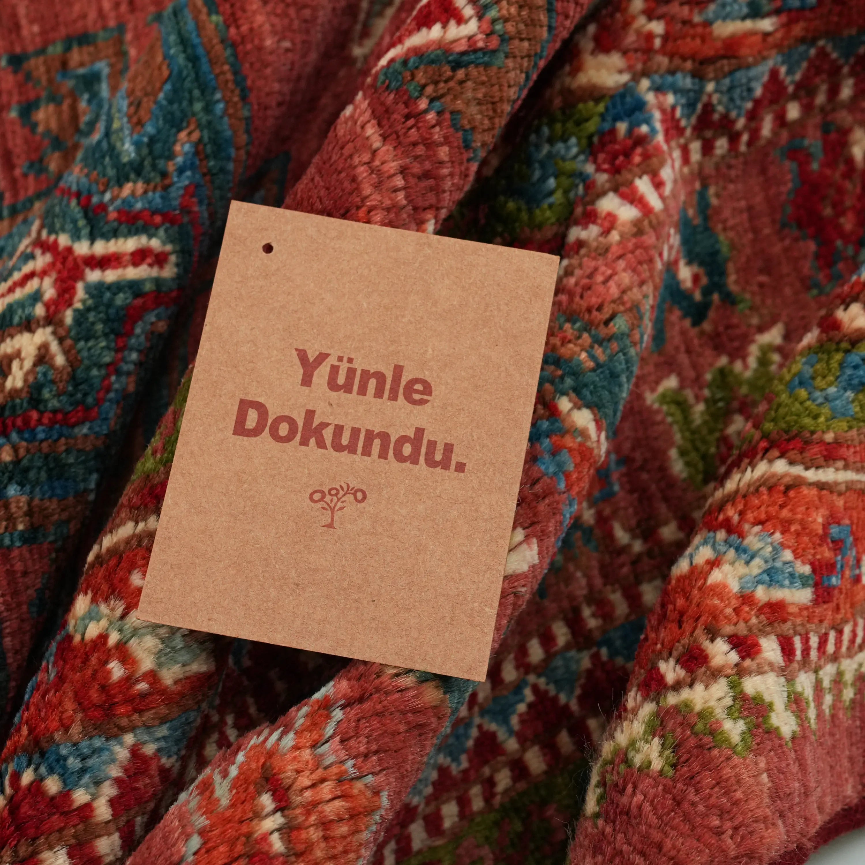 Handwoven Anatolian Patterned Colorful Wool Rug