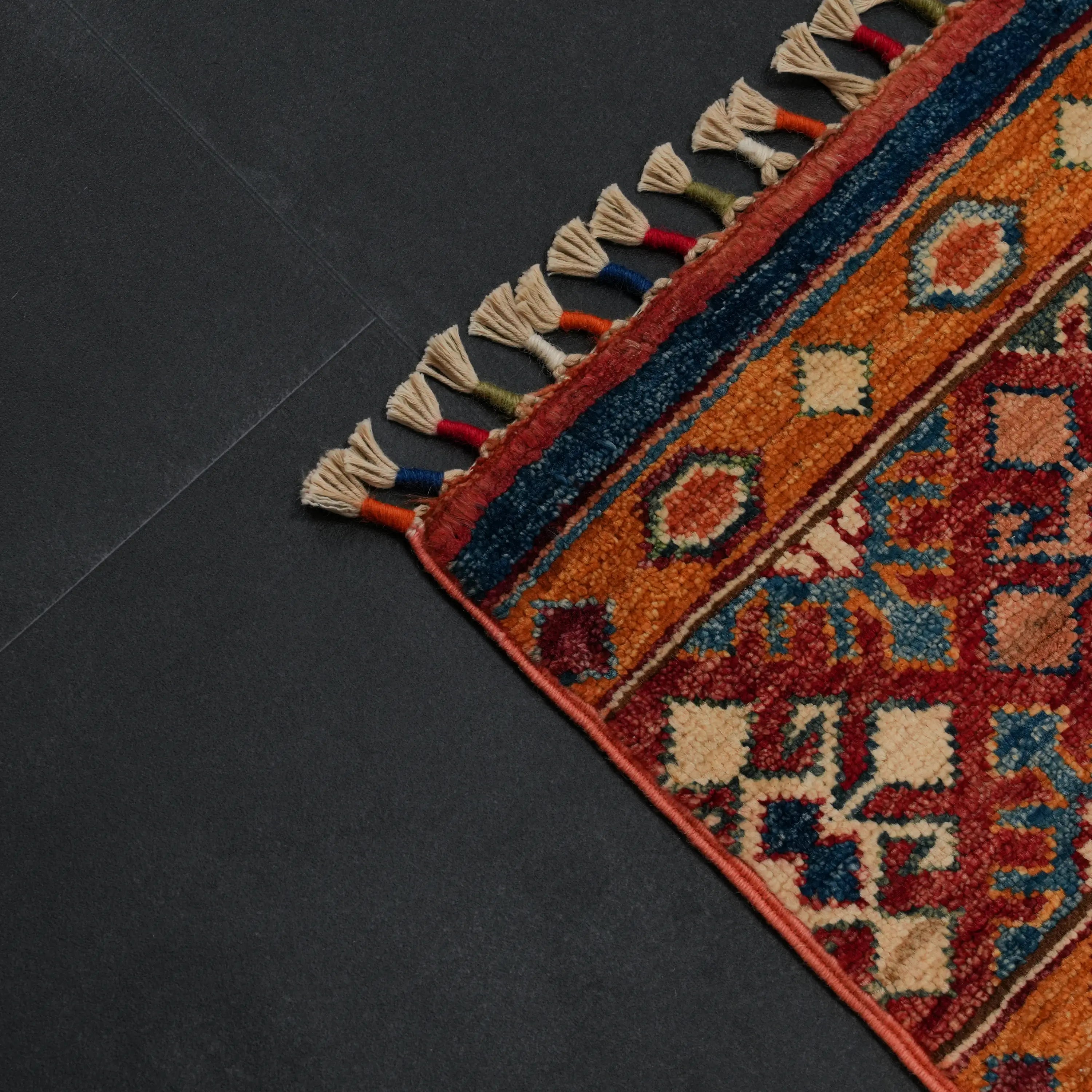 Handwoven Anatolian Patterned Colorful Wool Rug