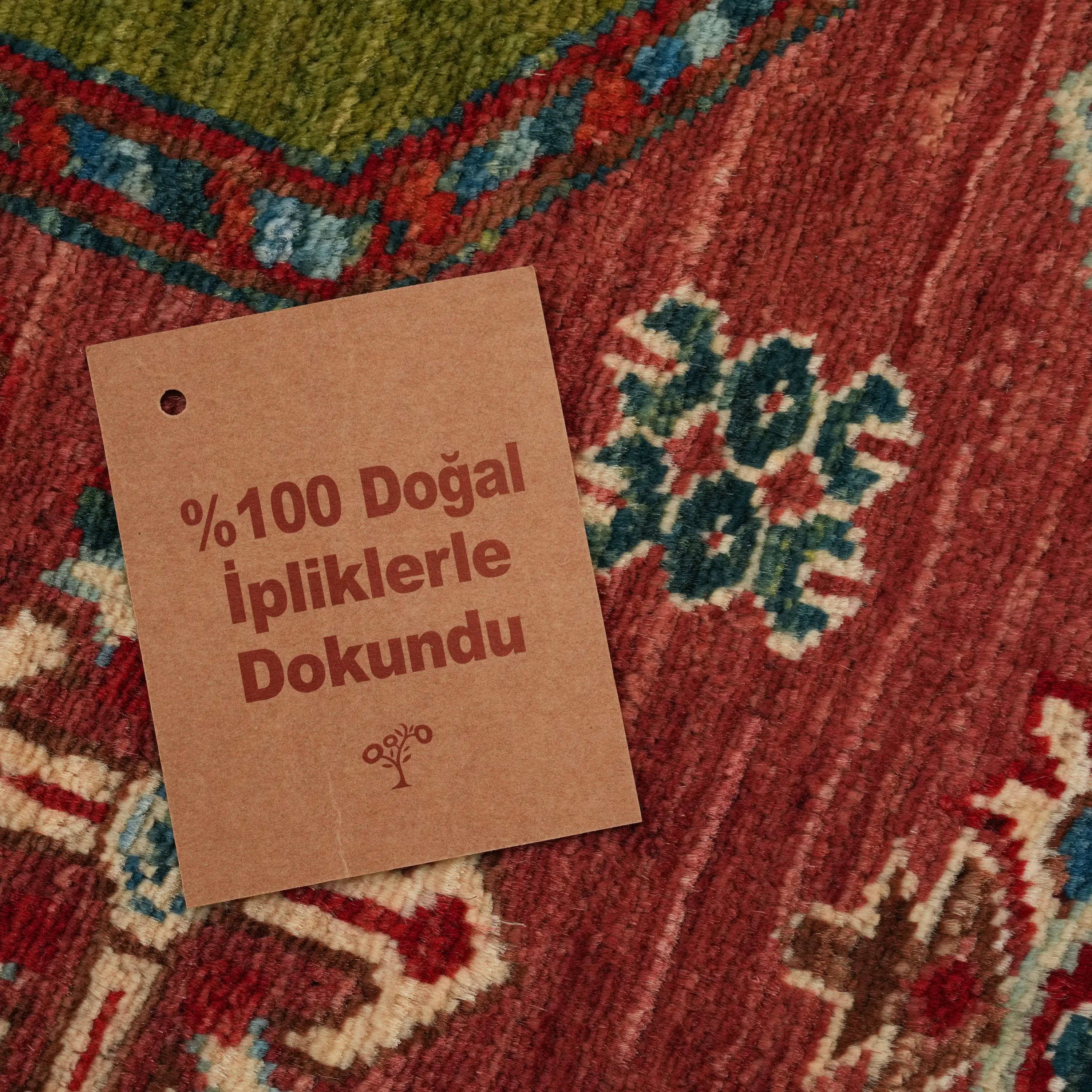 Handwoven Anatolian Patterned Colorful Wool Rug