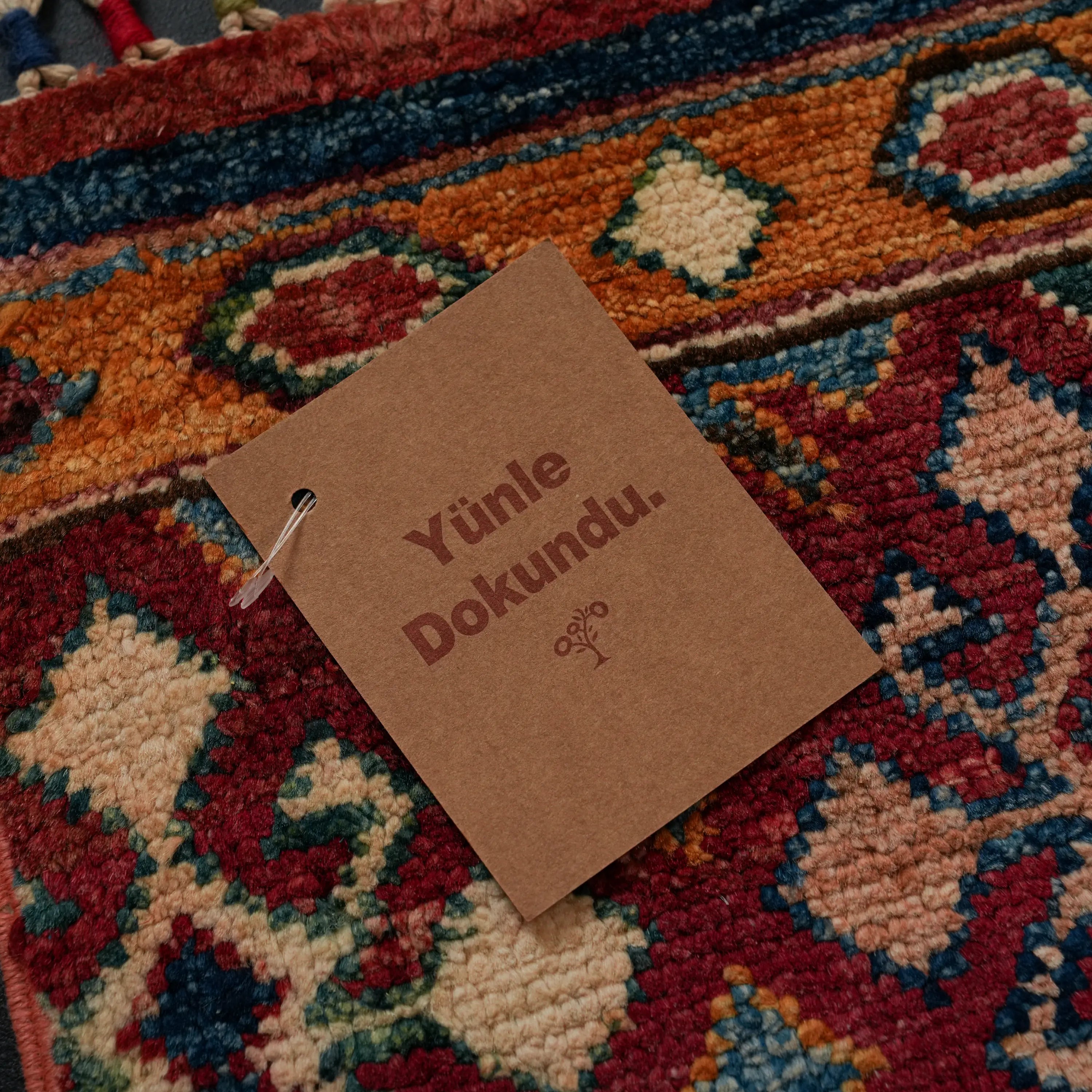 Handwoven Anatolian Patterned Colorful Wool Rug