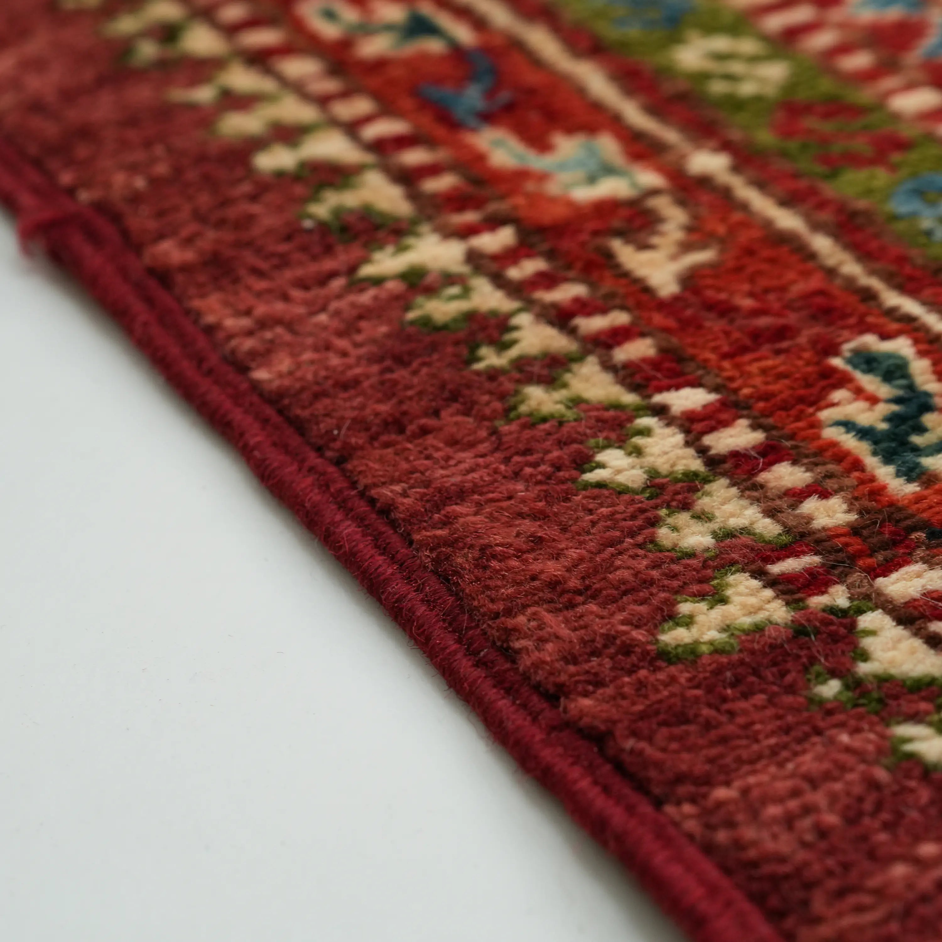 Handwoven Anatolian Patterned Colorful Wool Rug