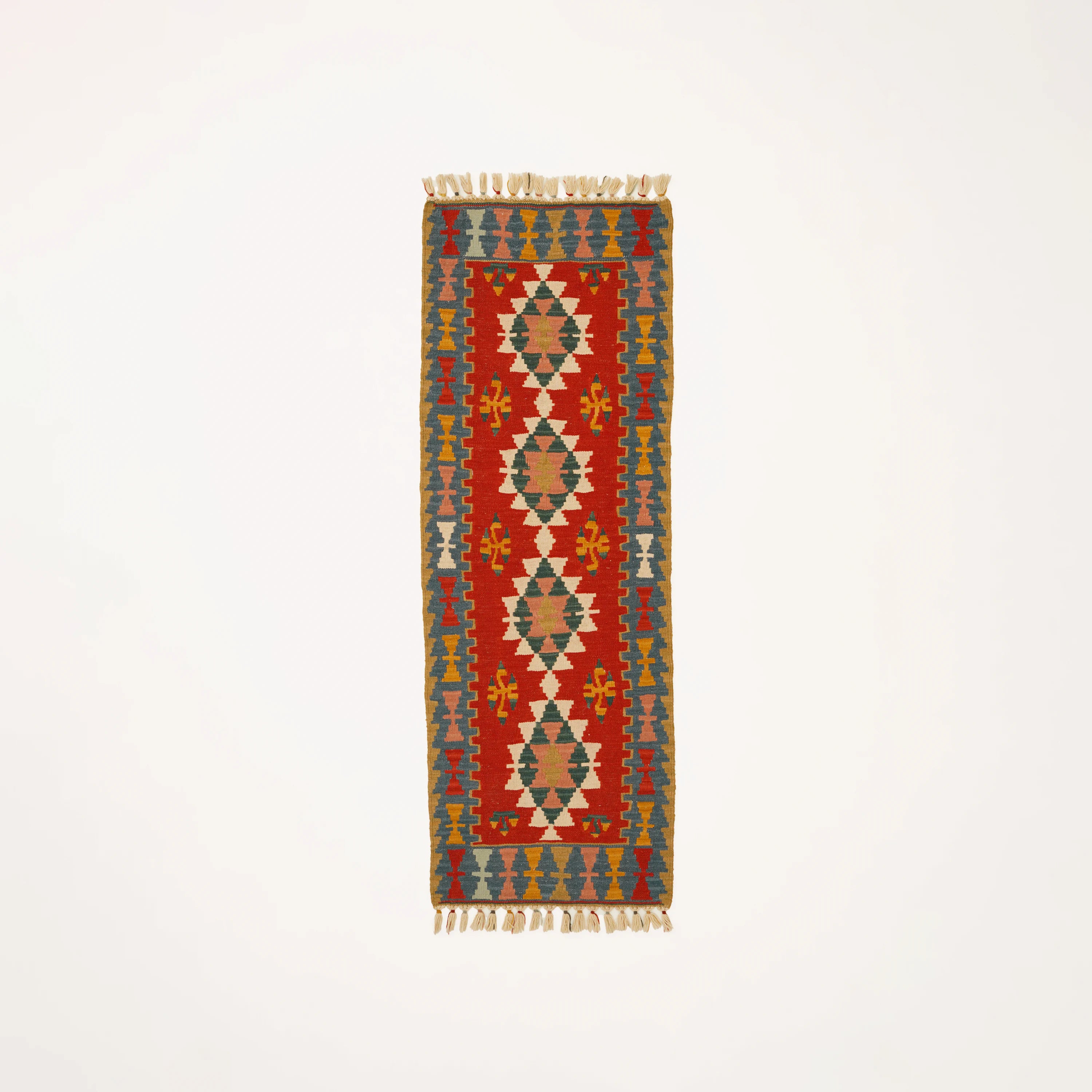 Handwoven Anatolian Pattern colorful Wool Kayseri Kilim