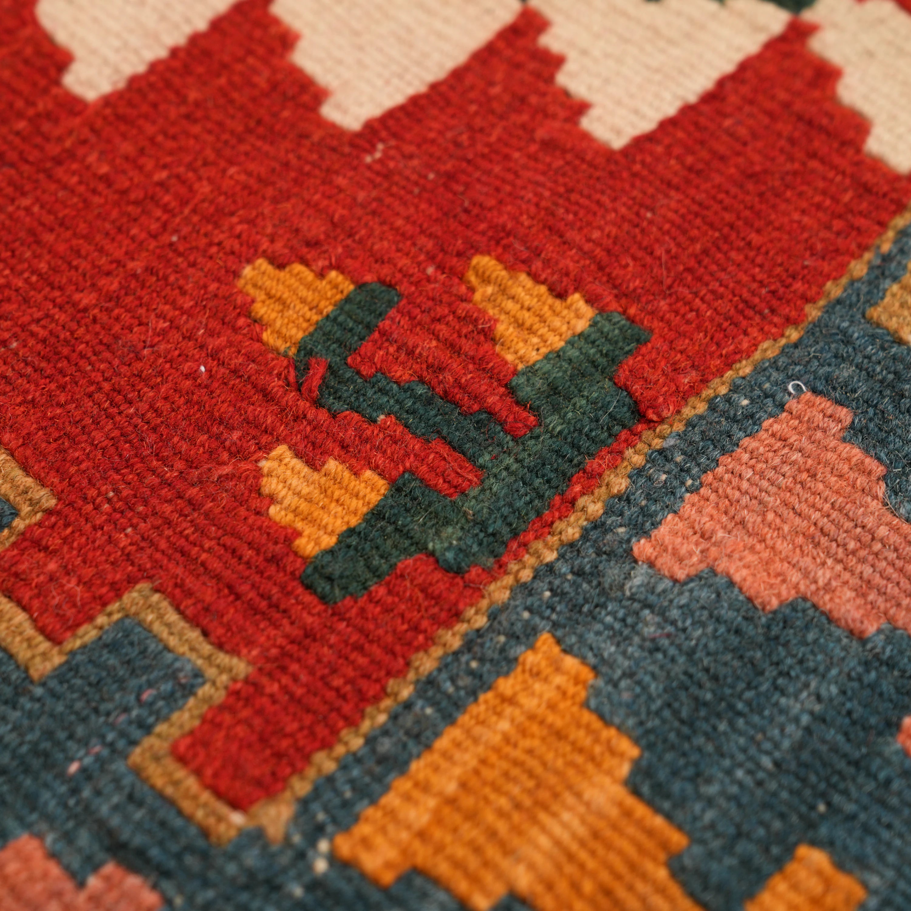 Handwoven Anatolian Pattern colorful Wool Kayseri Kilim