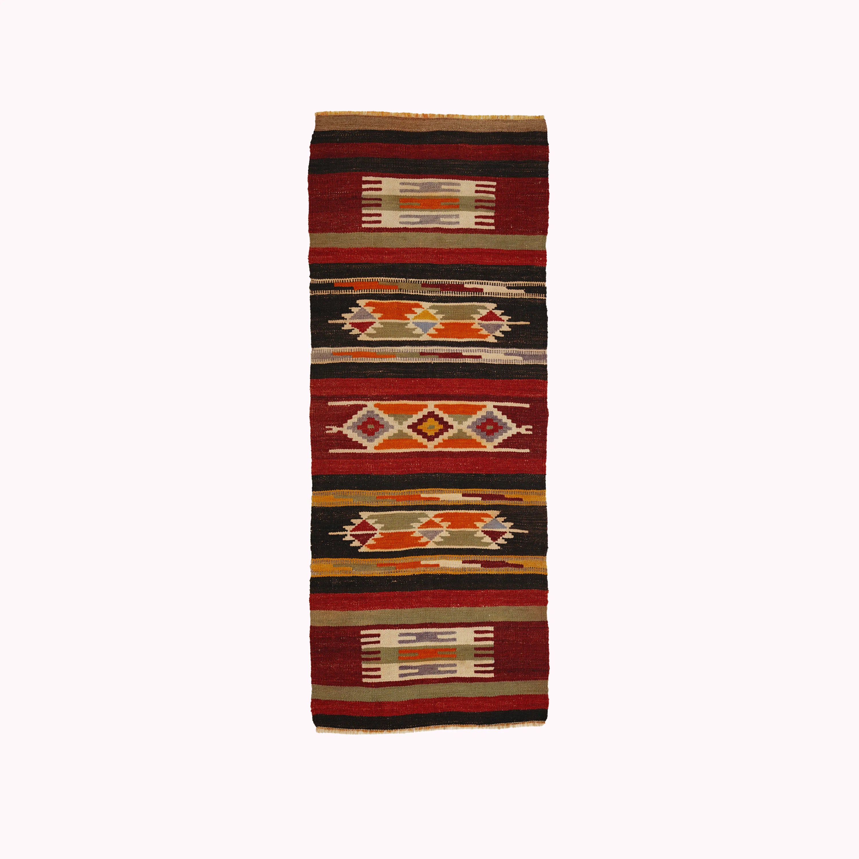 El Dokuma Anadolu Desenli Rengarenk Yün Kilim
