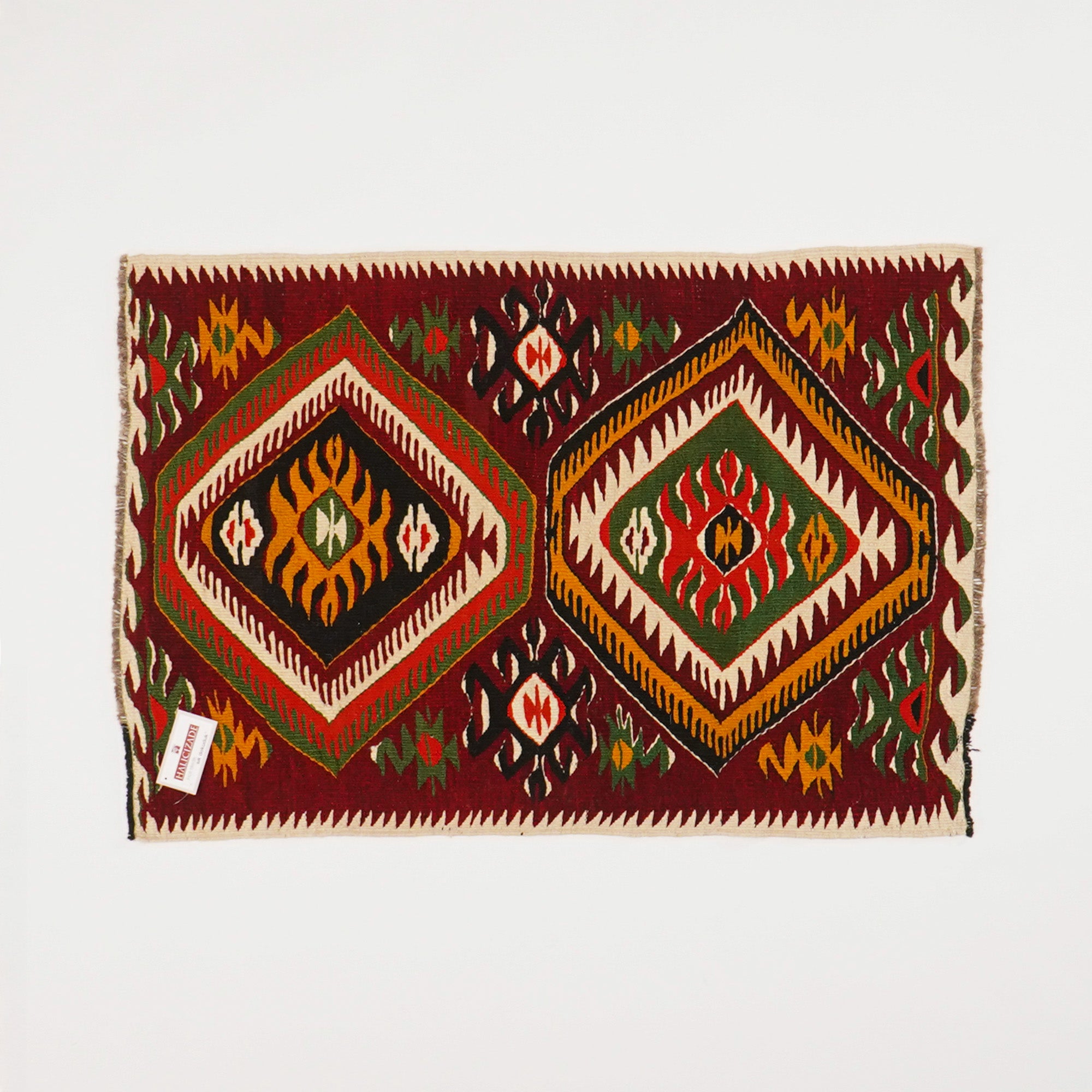 El Dokuma Anadolu Desenli Rengarenk Yün Mut Köy Kilimi