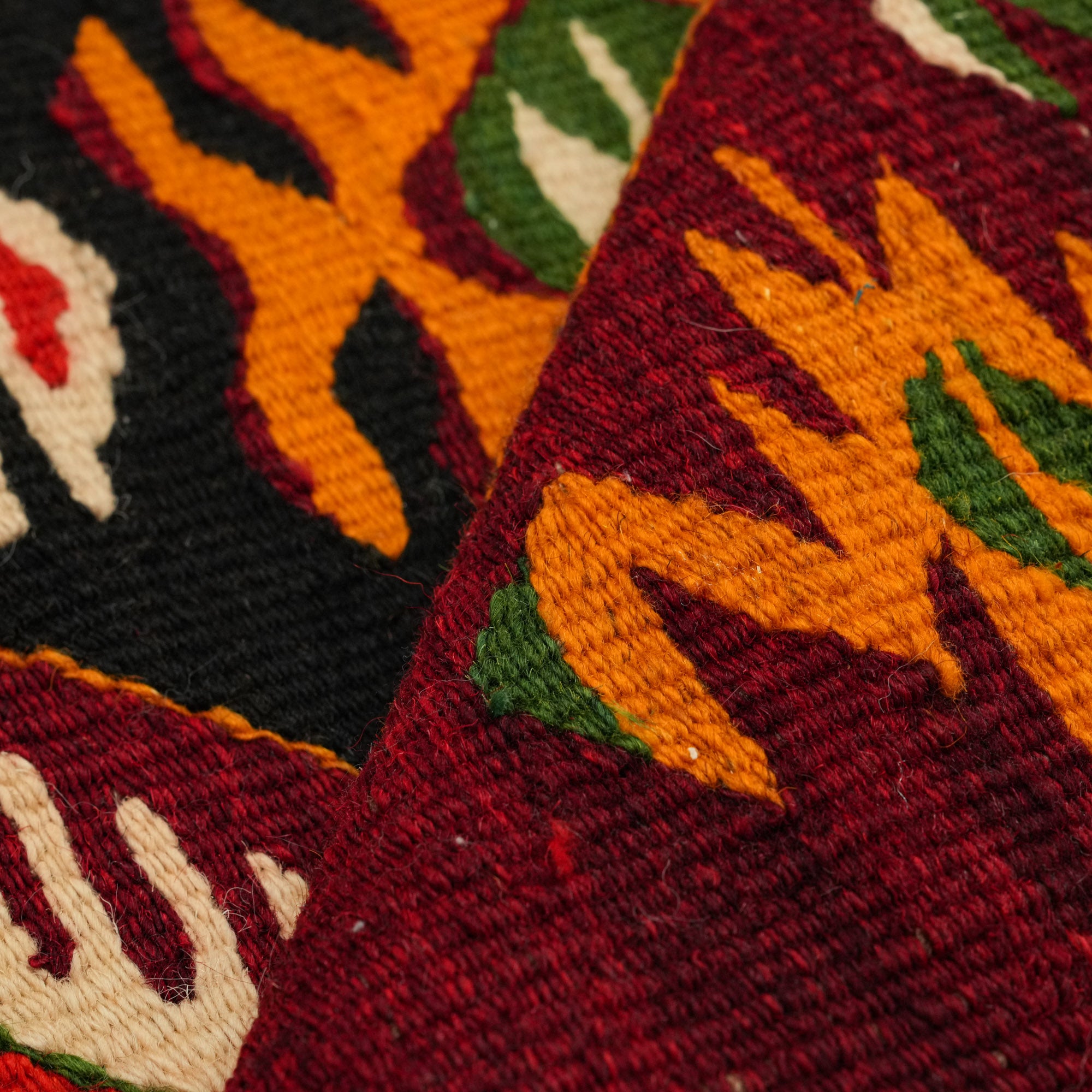 El Dokuma Anadolu Desenli Rengarenk Yün Mut Köy Kilimi