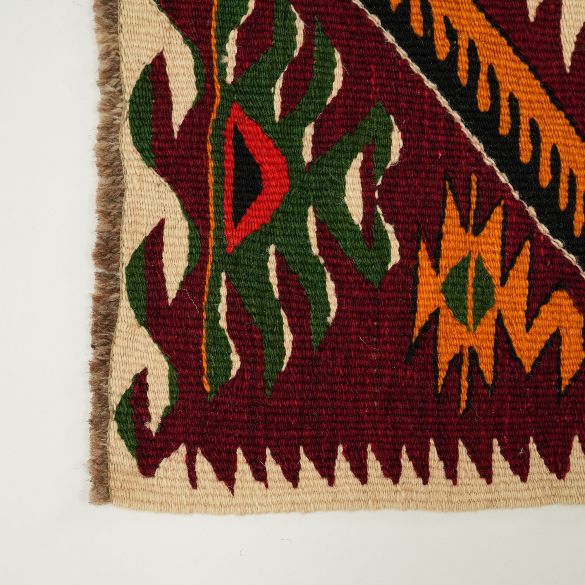 El Dokuma Anadolu Desenli Rengarenk Yün Mut Köy Kilimi