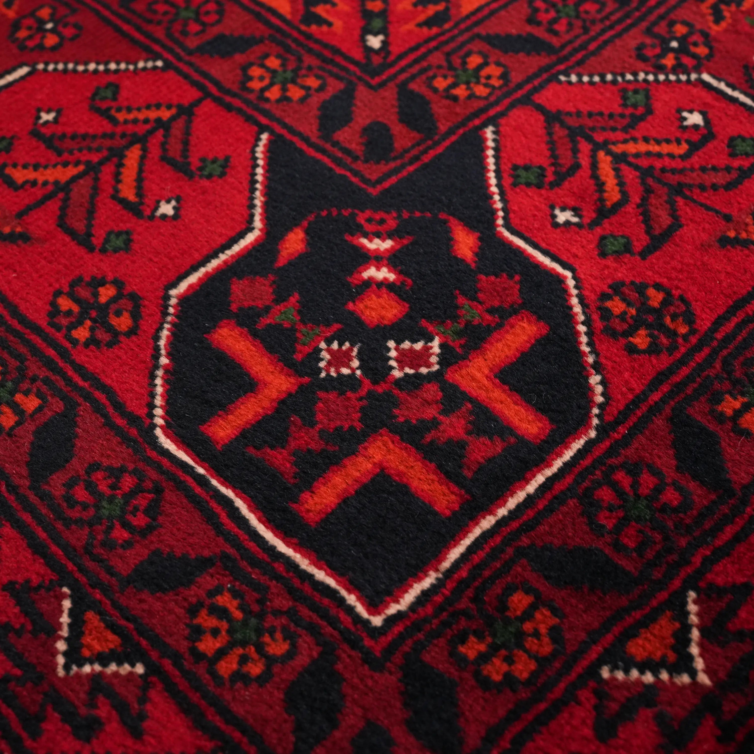 El Dokuma Bordo Afgan Desenli Bordo Yün İnce Bilicik Halı