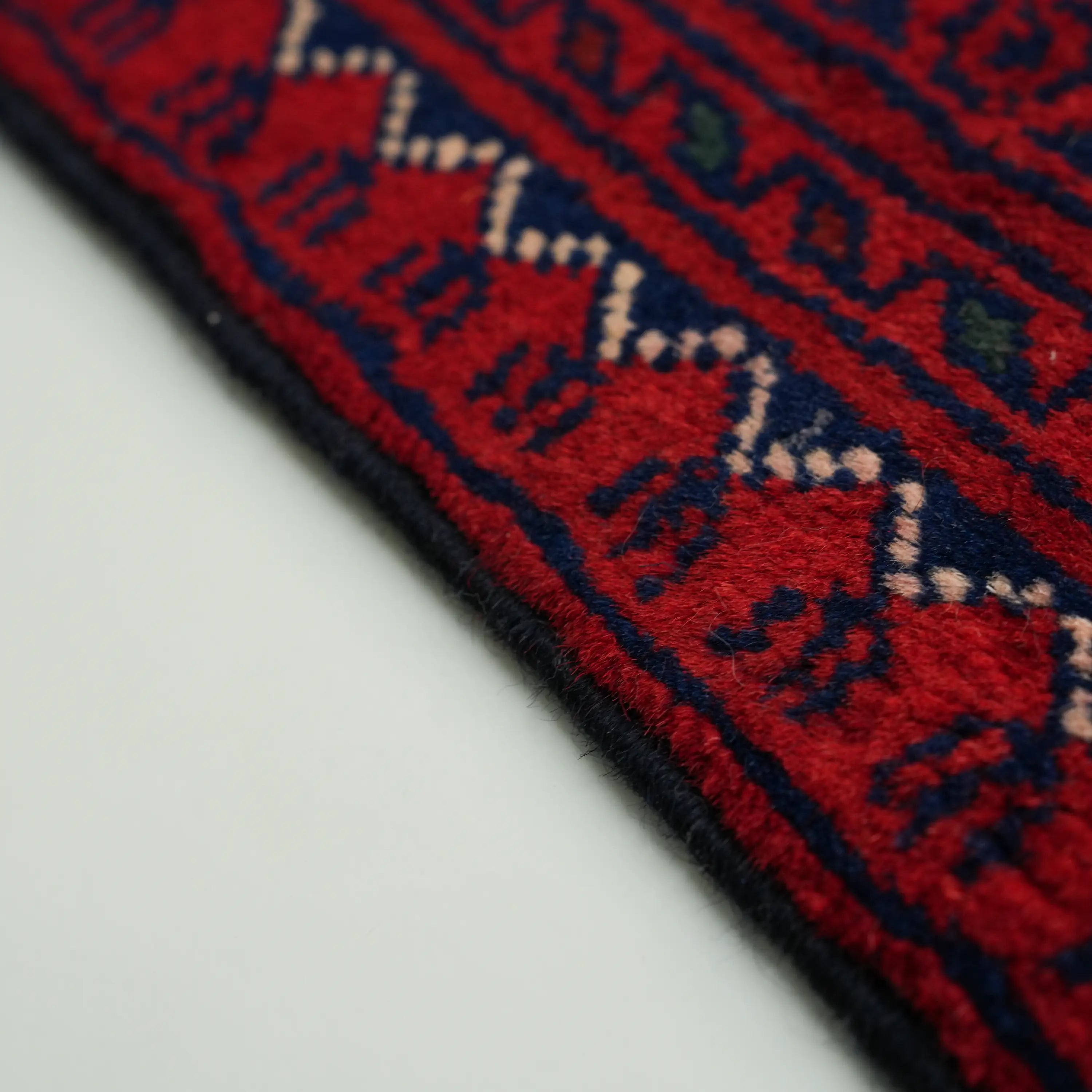 Handwoven Burgundy Afghan Pattern Wool Burgundy Khamyap Rug