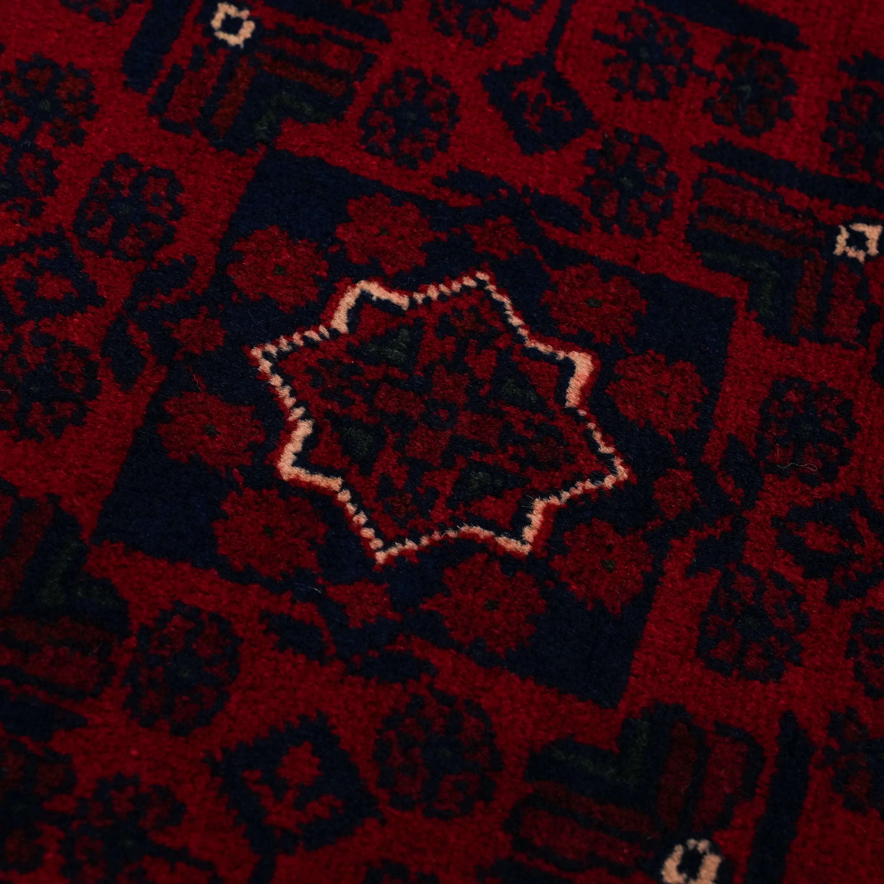 Handwoven Burgundy Afghan Pattern Wool Burgundy Khamyap Rug