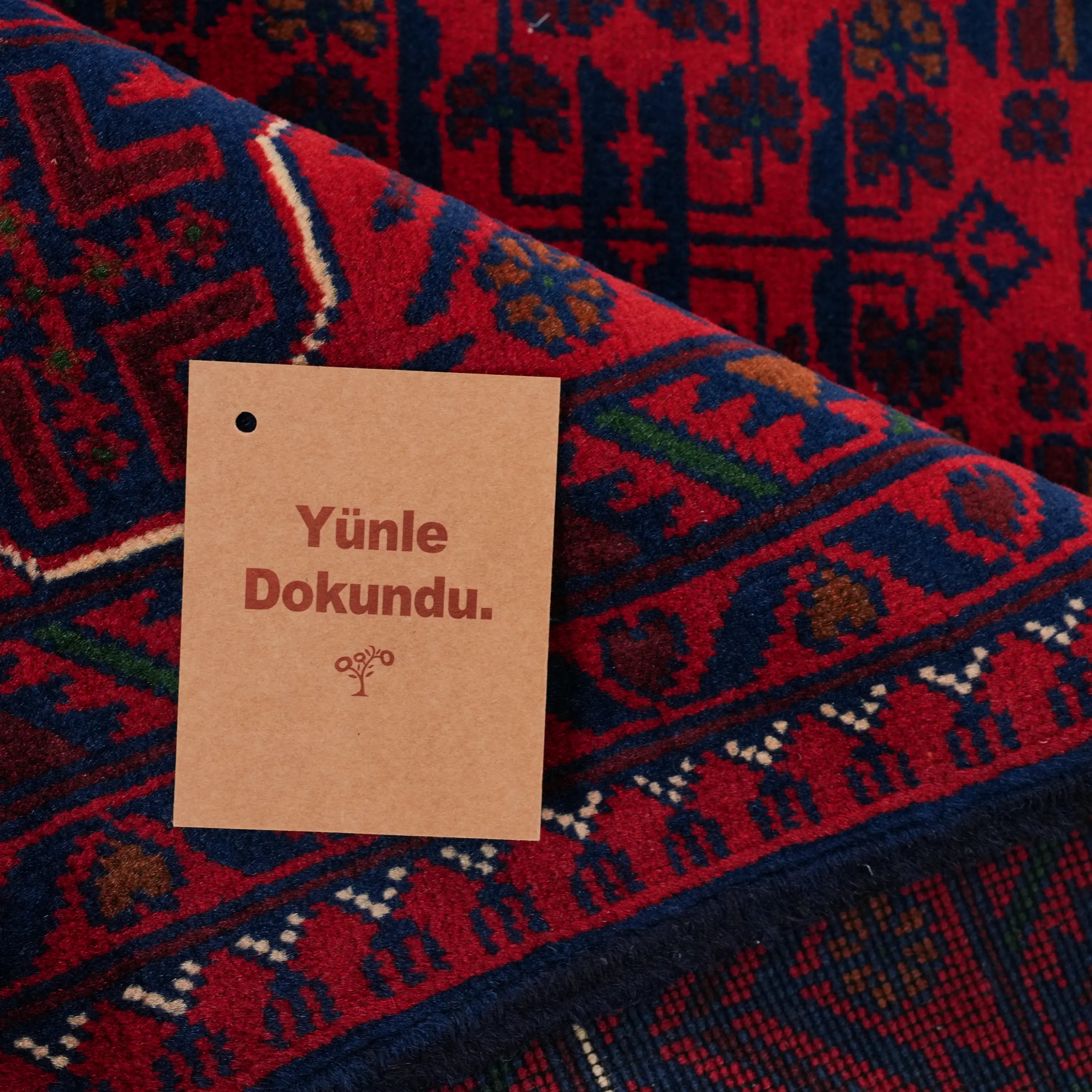 Handwoven Burgundy Afghan Patterned Wool Khamyap Rug