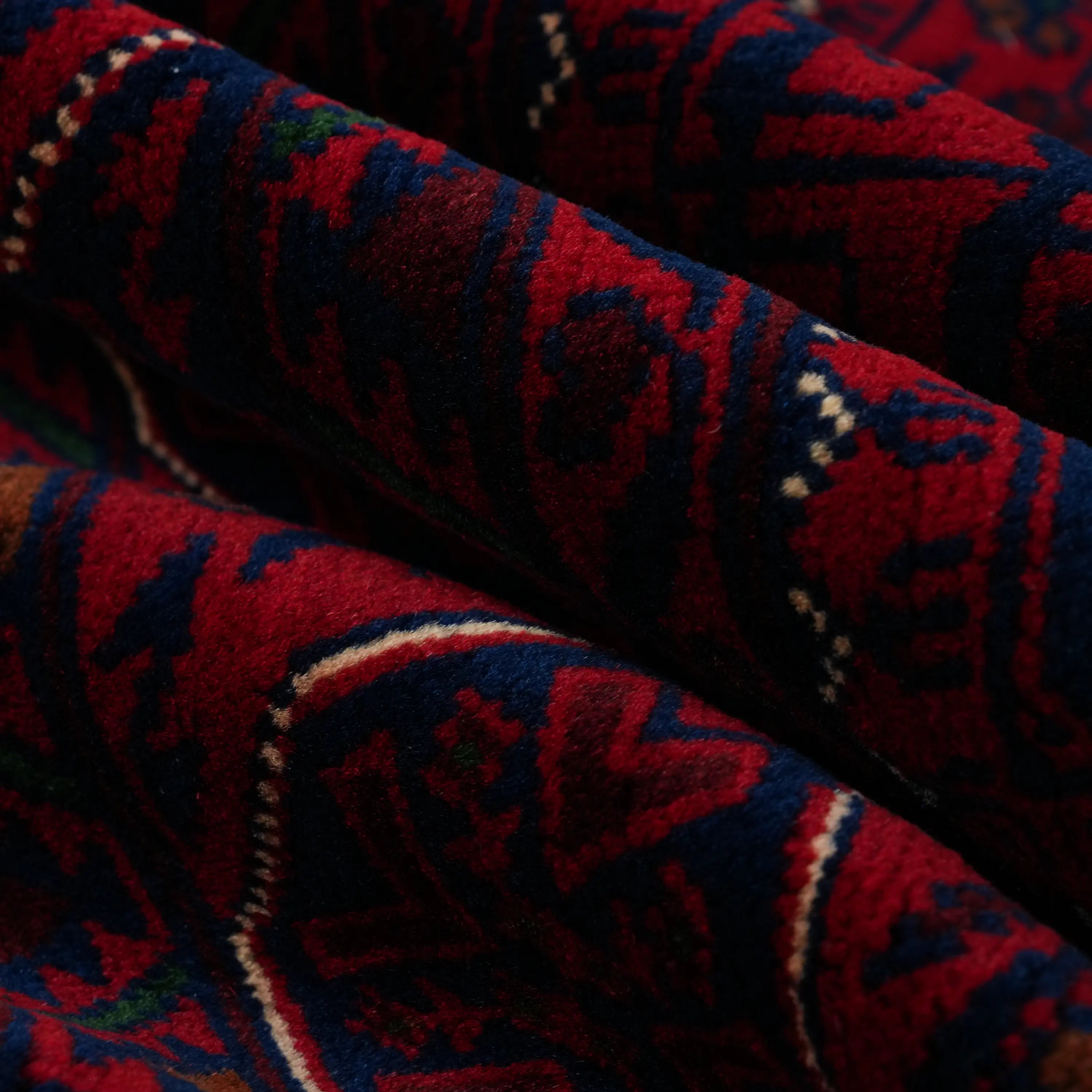 Handwoven Burgundy Afghan Patterned Wool Khamyap Rug