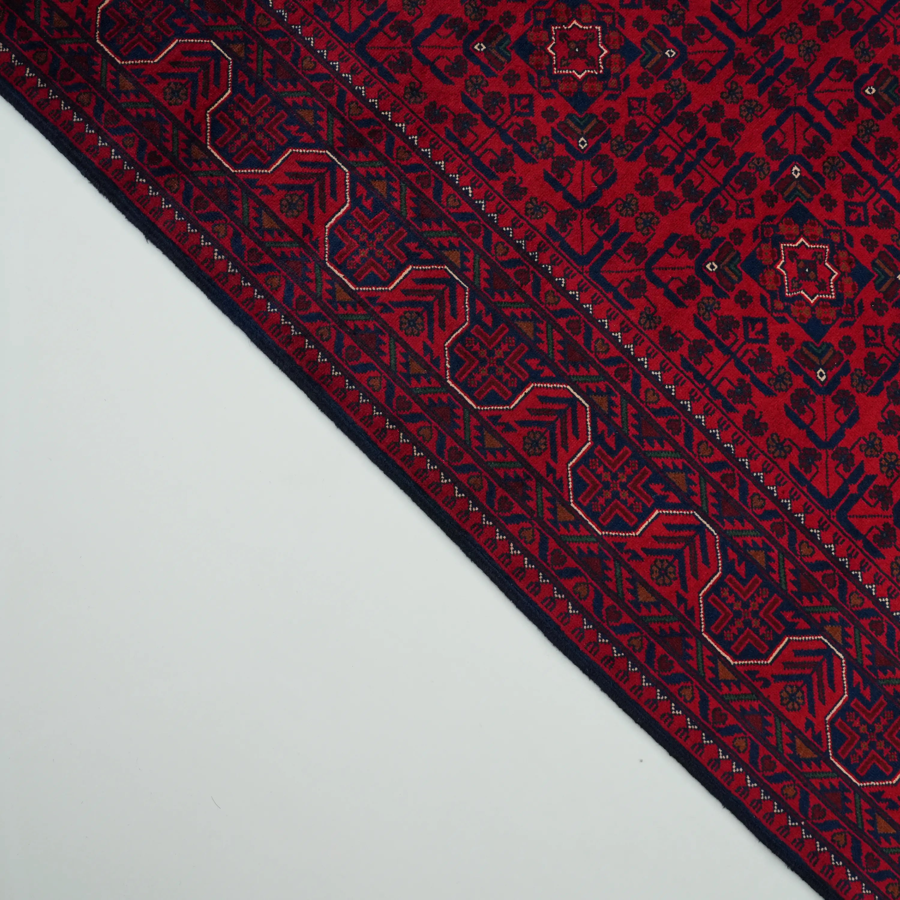 Handwoven Burgundy Afghan Patterned Wool Khamyap Rug