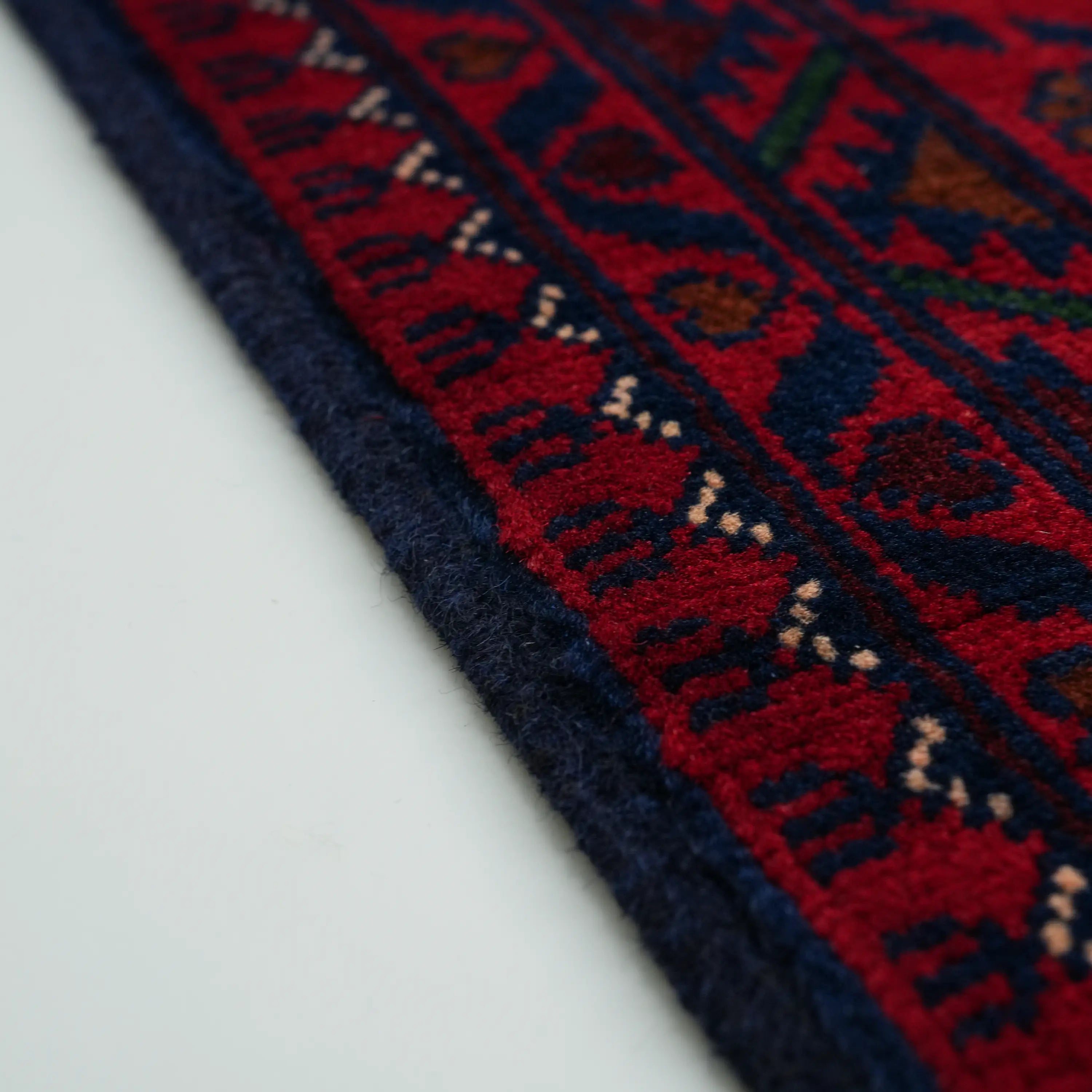 Handwoven Burgundy Afghan Patterned Wool Khamyap Rug