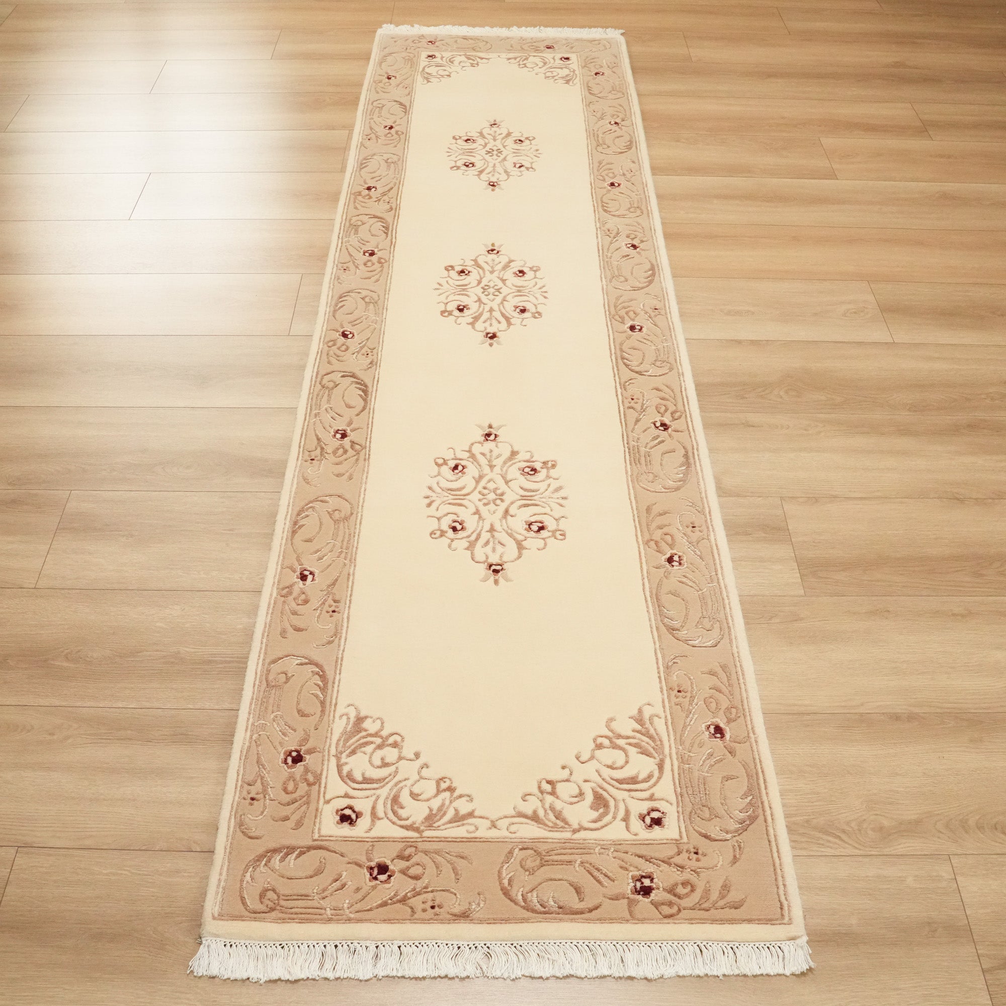 Handwoven Flower Patterned Mink Wool Rug