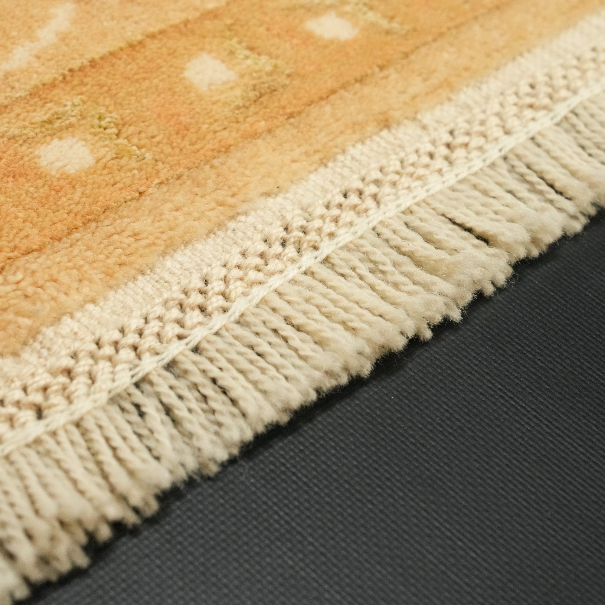 Hand Woven Floral Patterned Wool Silk Cream Carpet