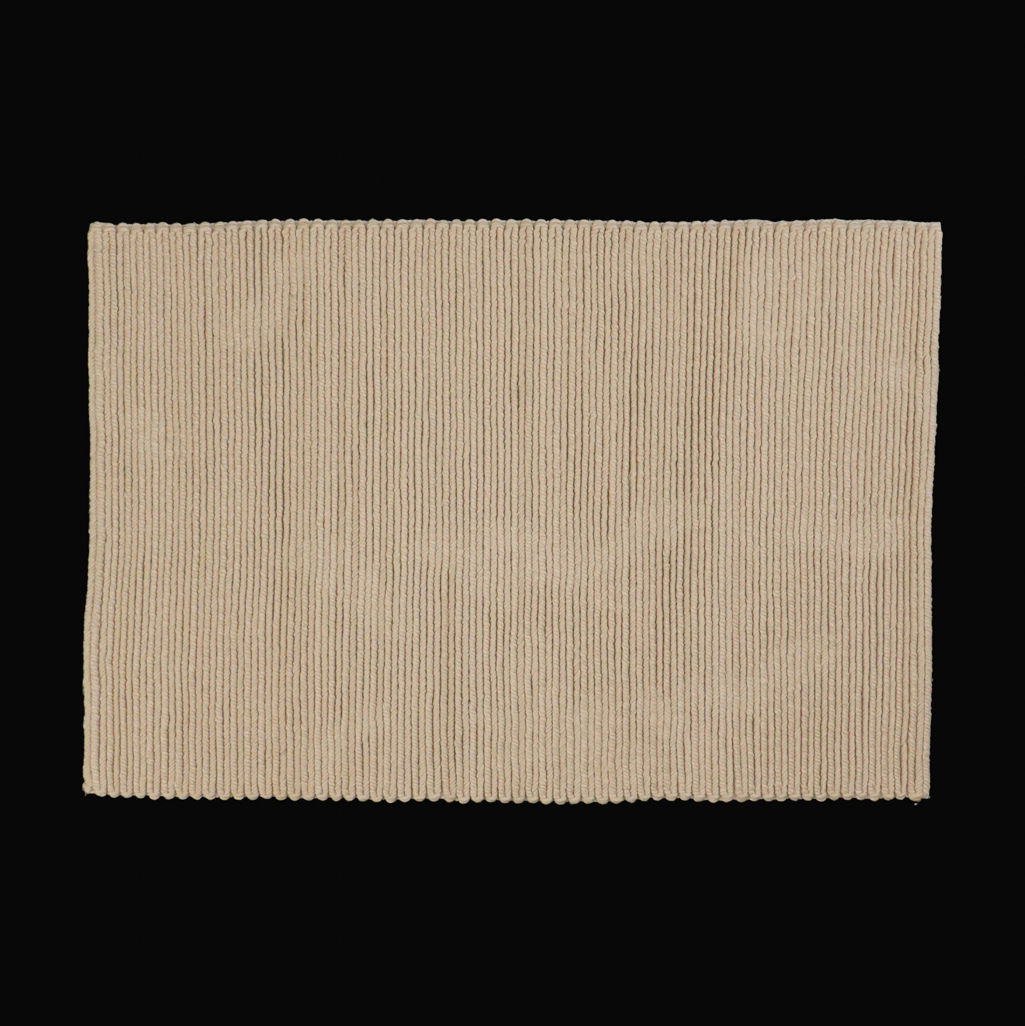 Hand Woven Line Patterned Beige Wool Carpet