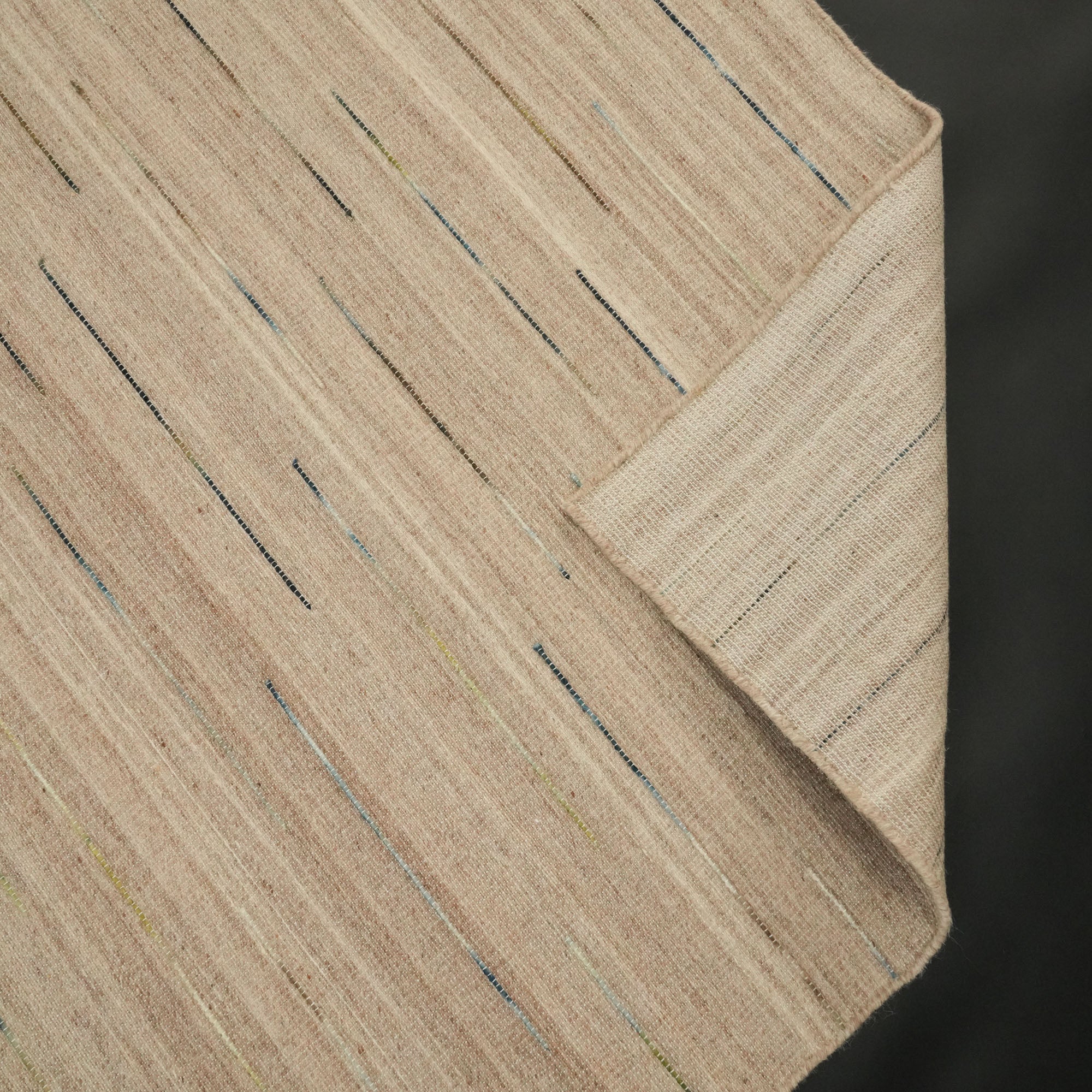 Hand-Woven Striped Patterned Mink Rug