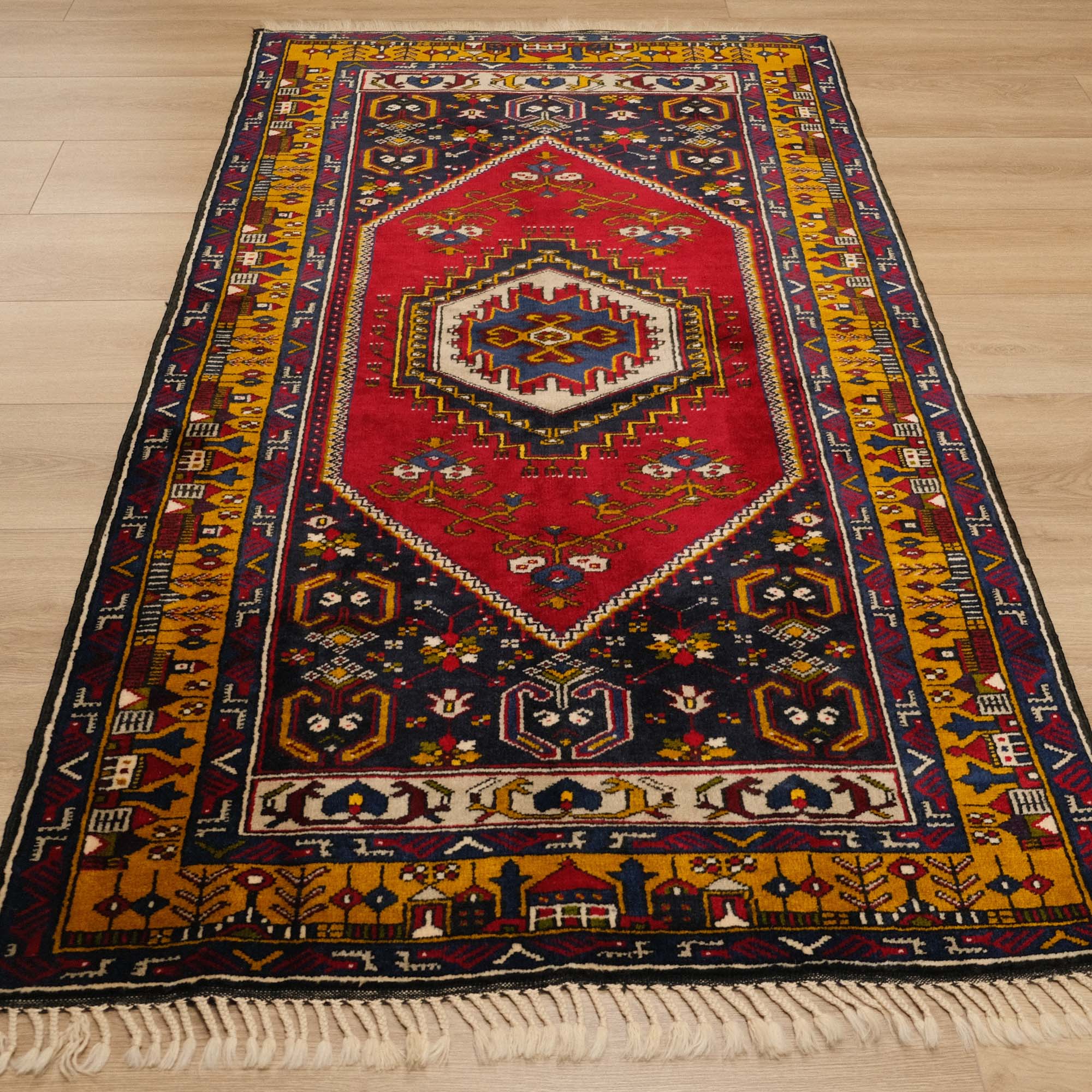 El Dokuma Yahyalı Anadolu Desenli Rengarenk Halı