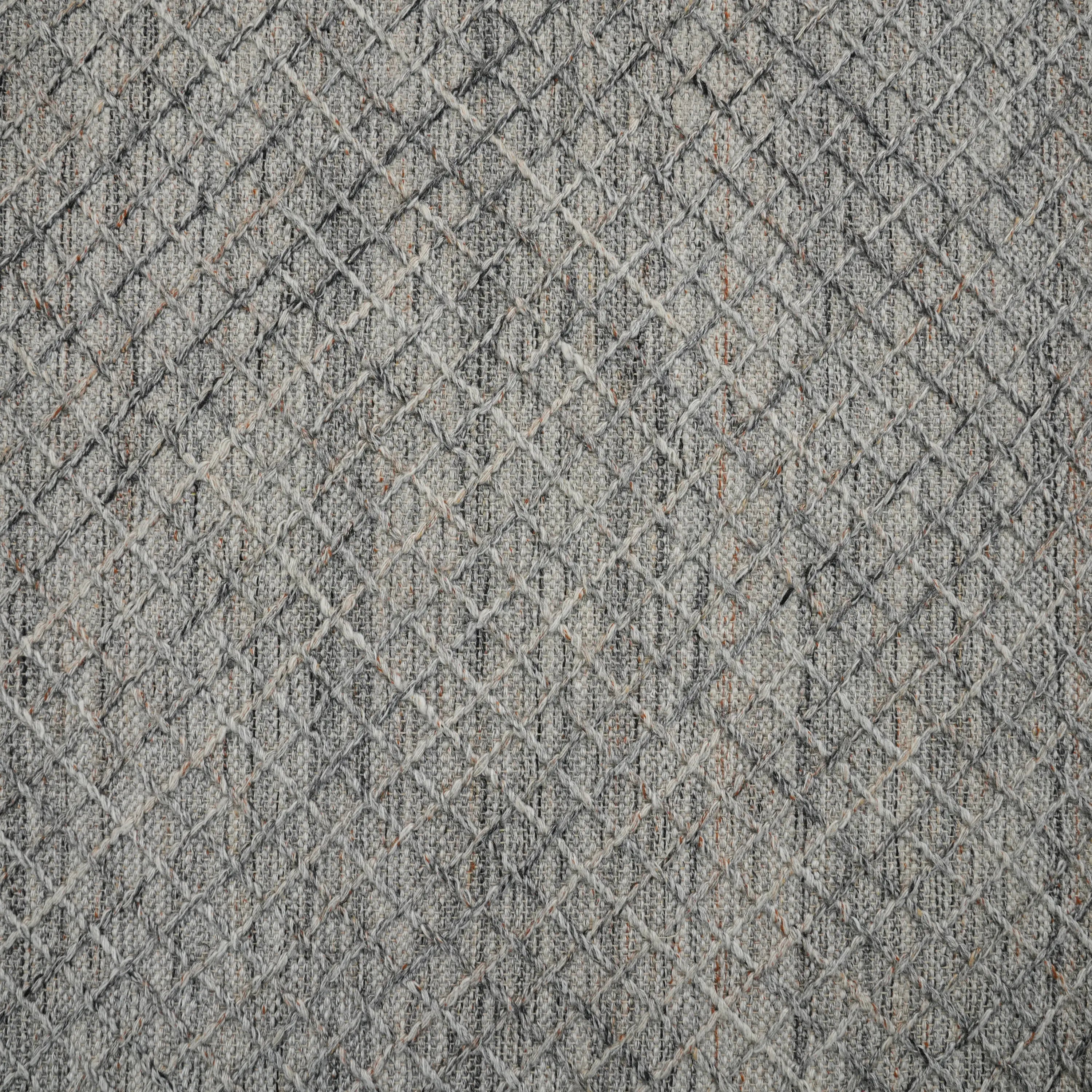 Handwoven Geometric Patterned Gray Wool Rug