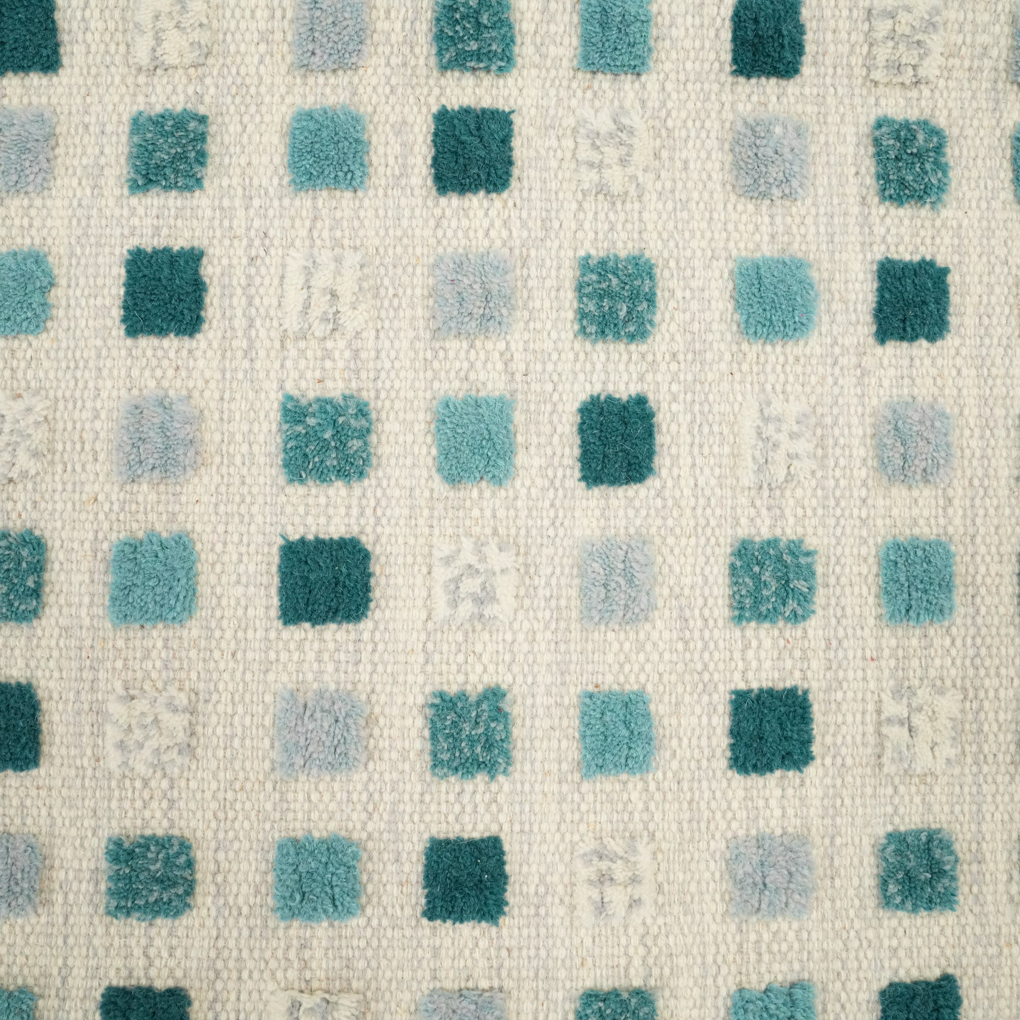 Hand Woven Geometric Patterned Blue Wool Rug