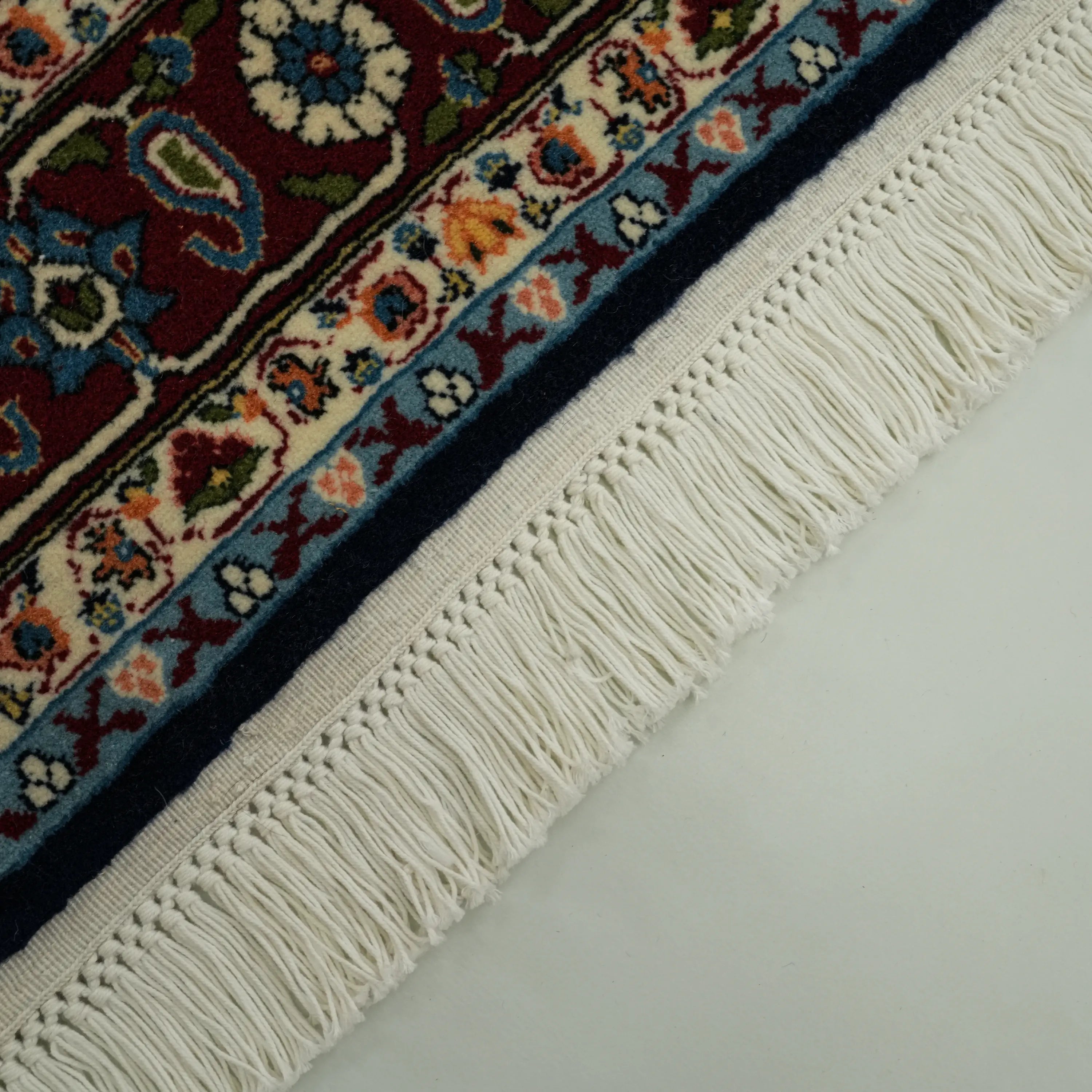 Handwoven Hereke Patterned Navy Blue Wool Rug