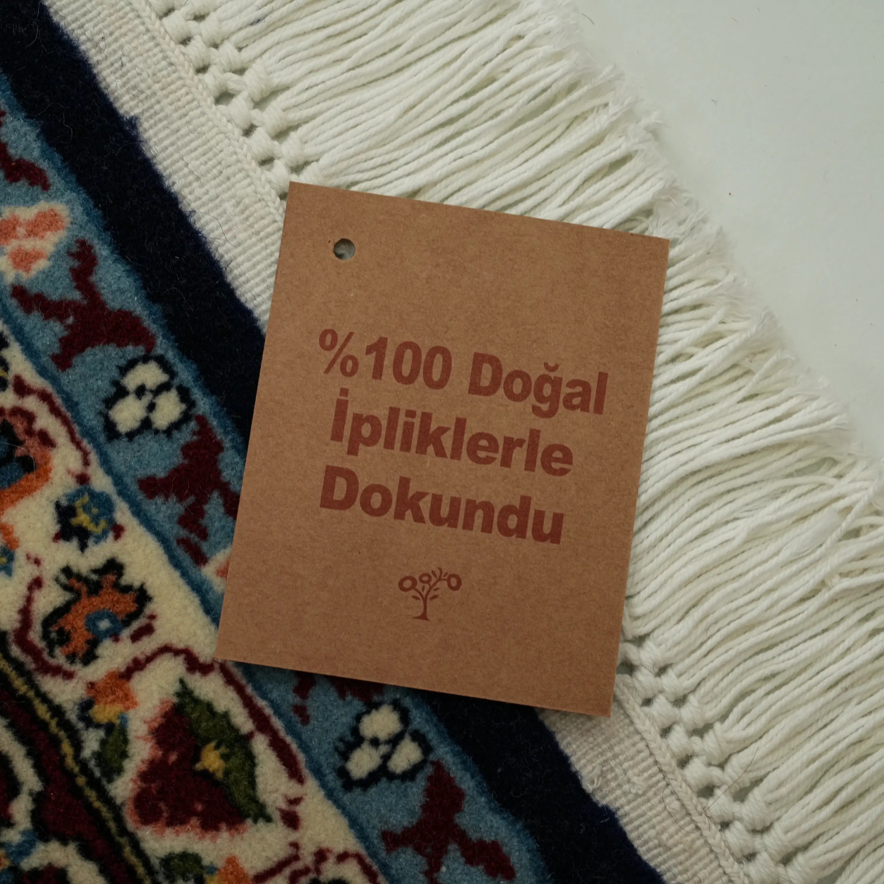 Handwoven Hereke Patterned Navy Blue Wool Rug