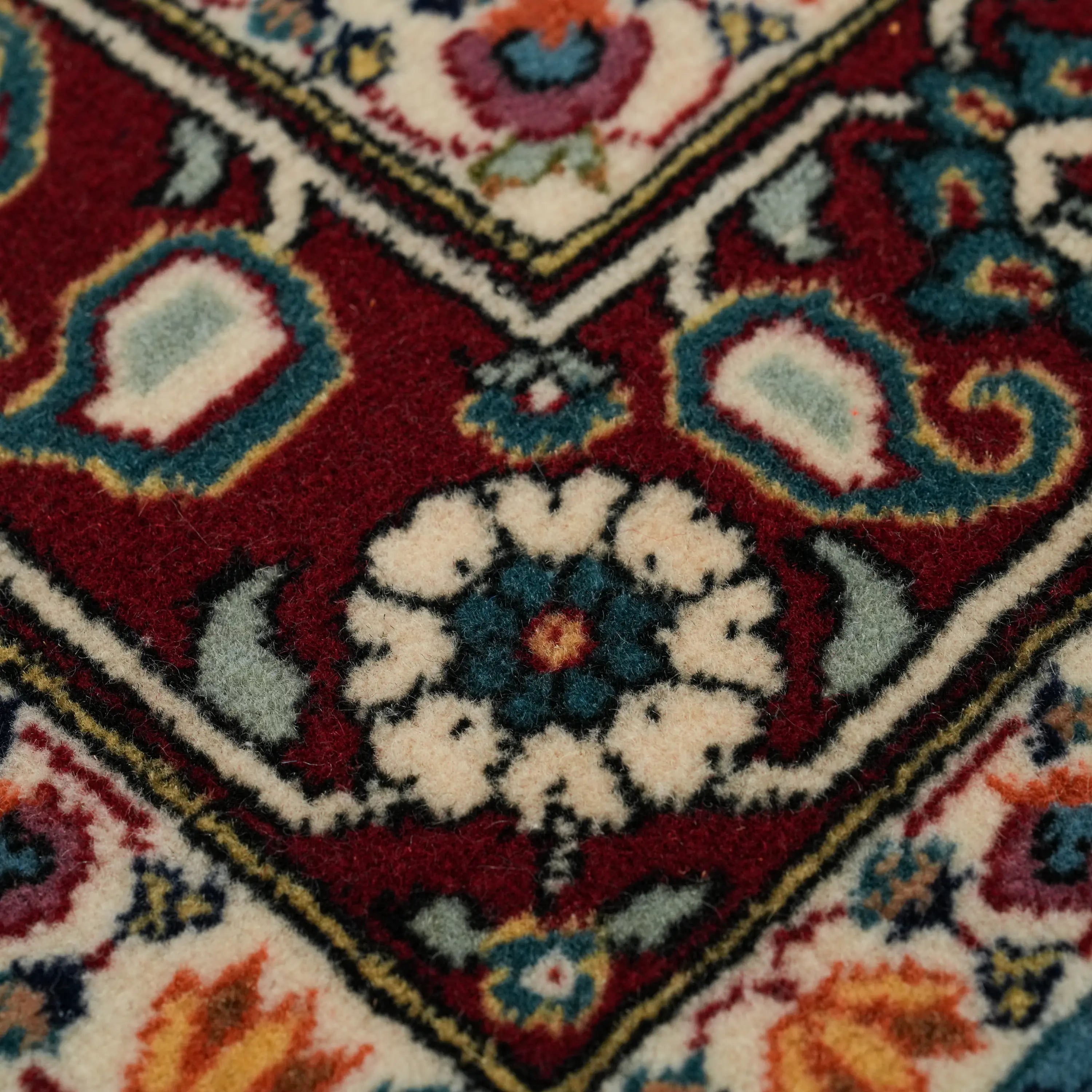 Handwoven Hereke Patterned Navy Wool Root Dye Rug