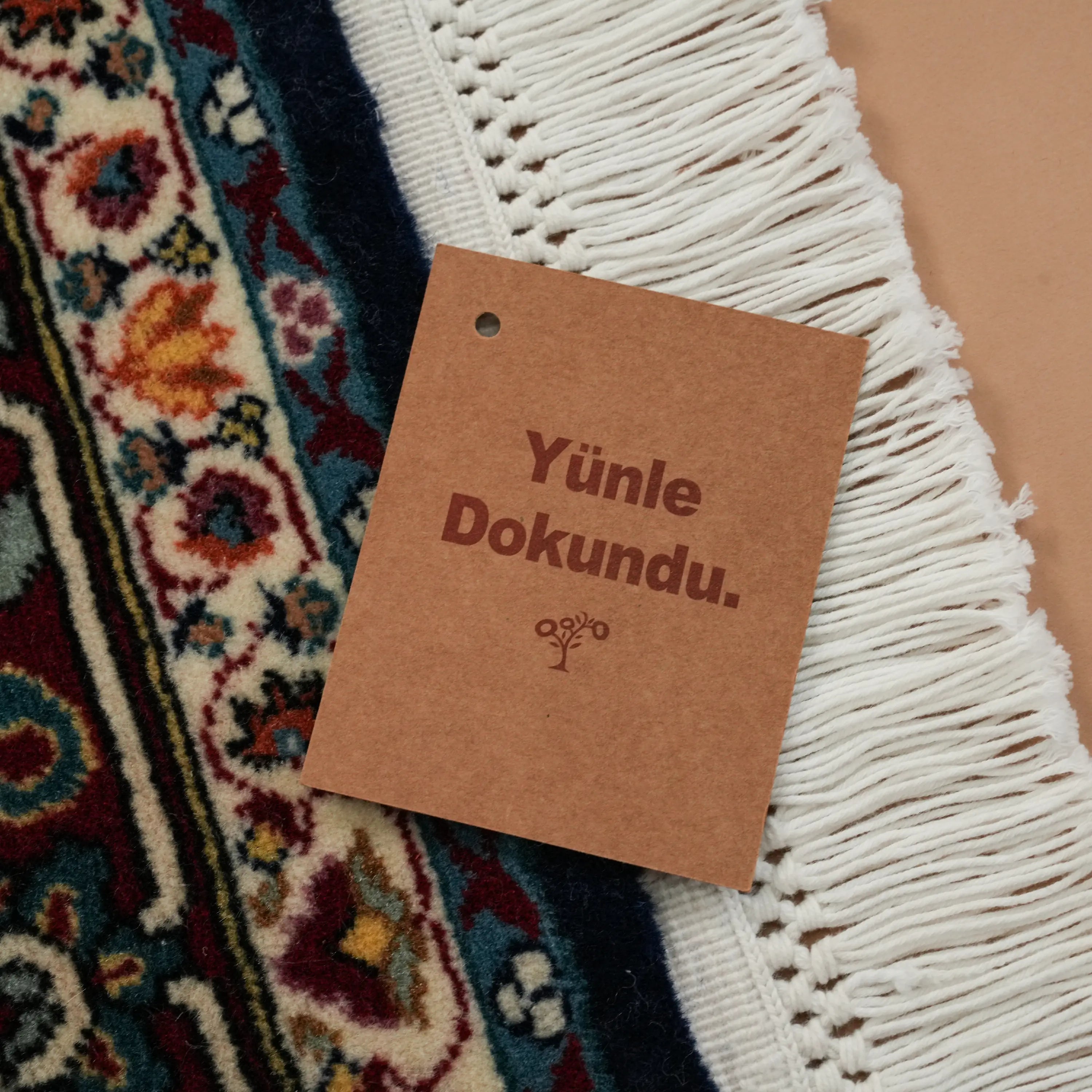 Handwoven Hereke Patterned Navy Wool Root Dye Rug