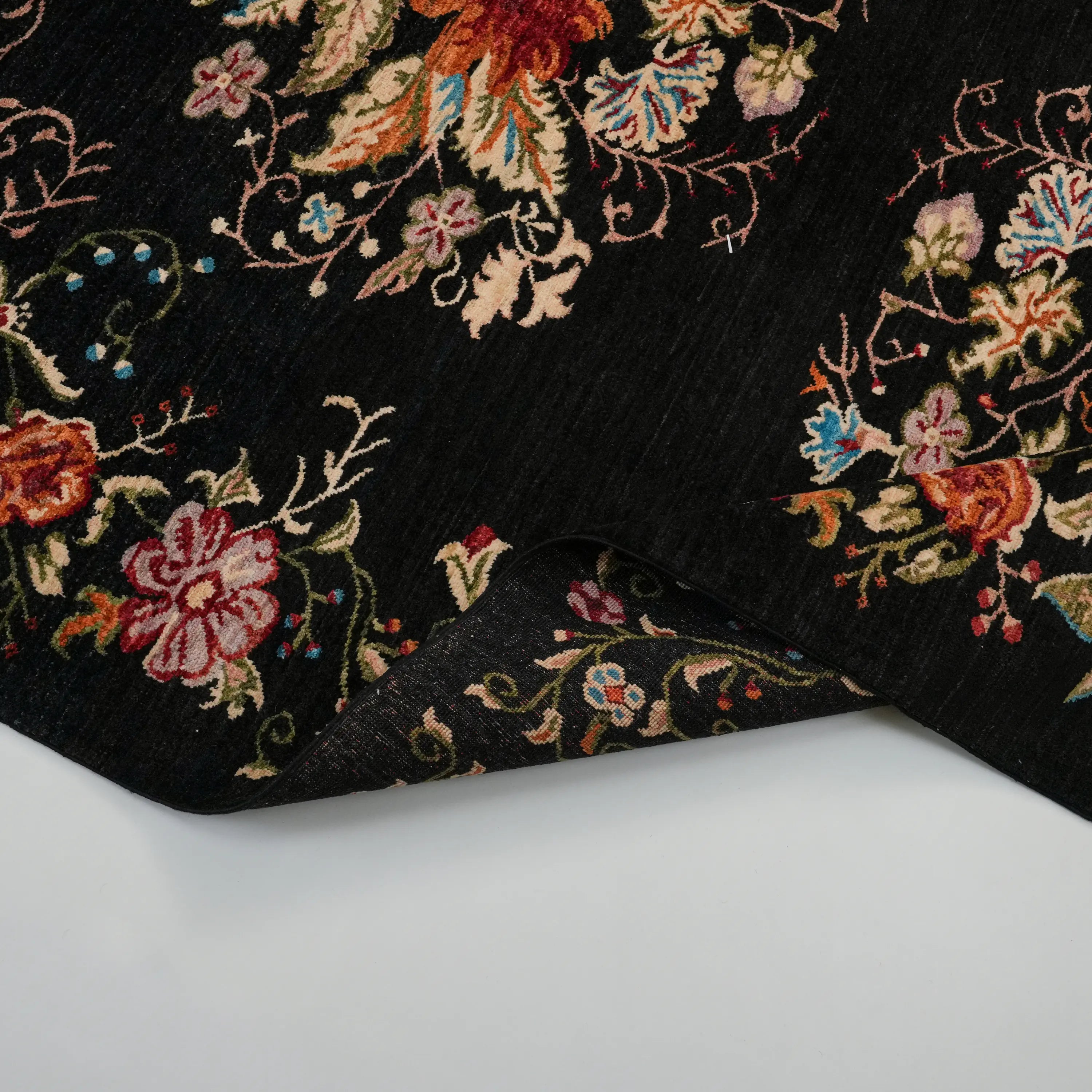 The Handwoven Karabakh Patterned Black Wool Rug