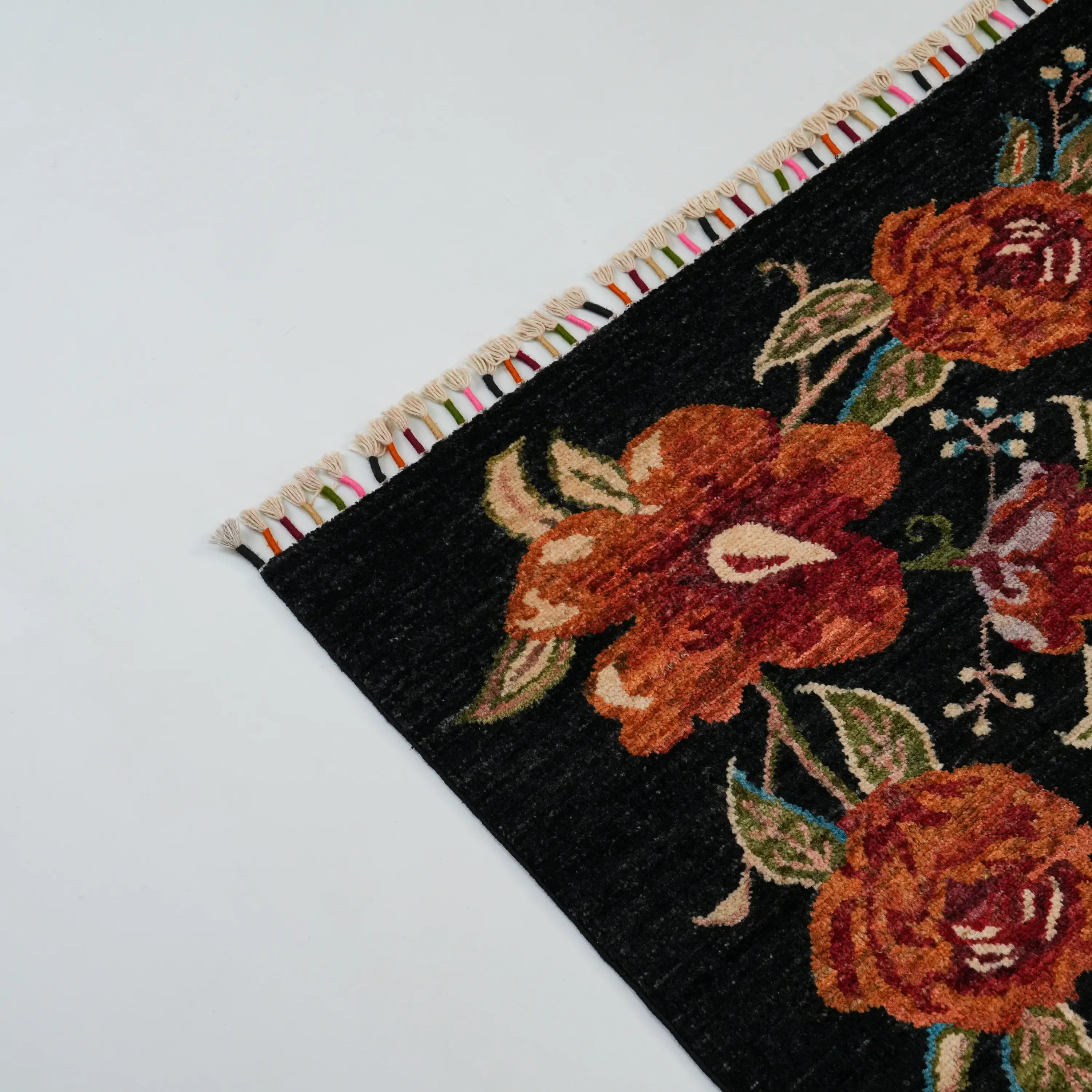 The Handwoven Karabakh Patterned Black Wool Rug