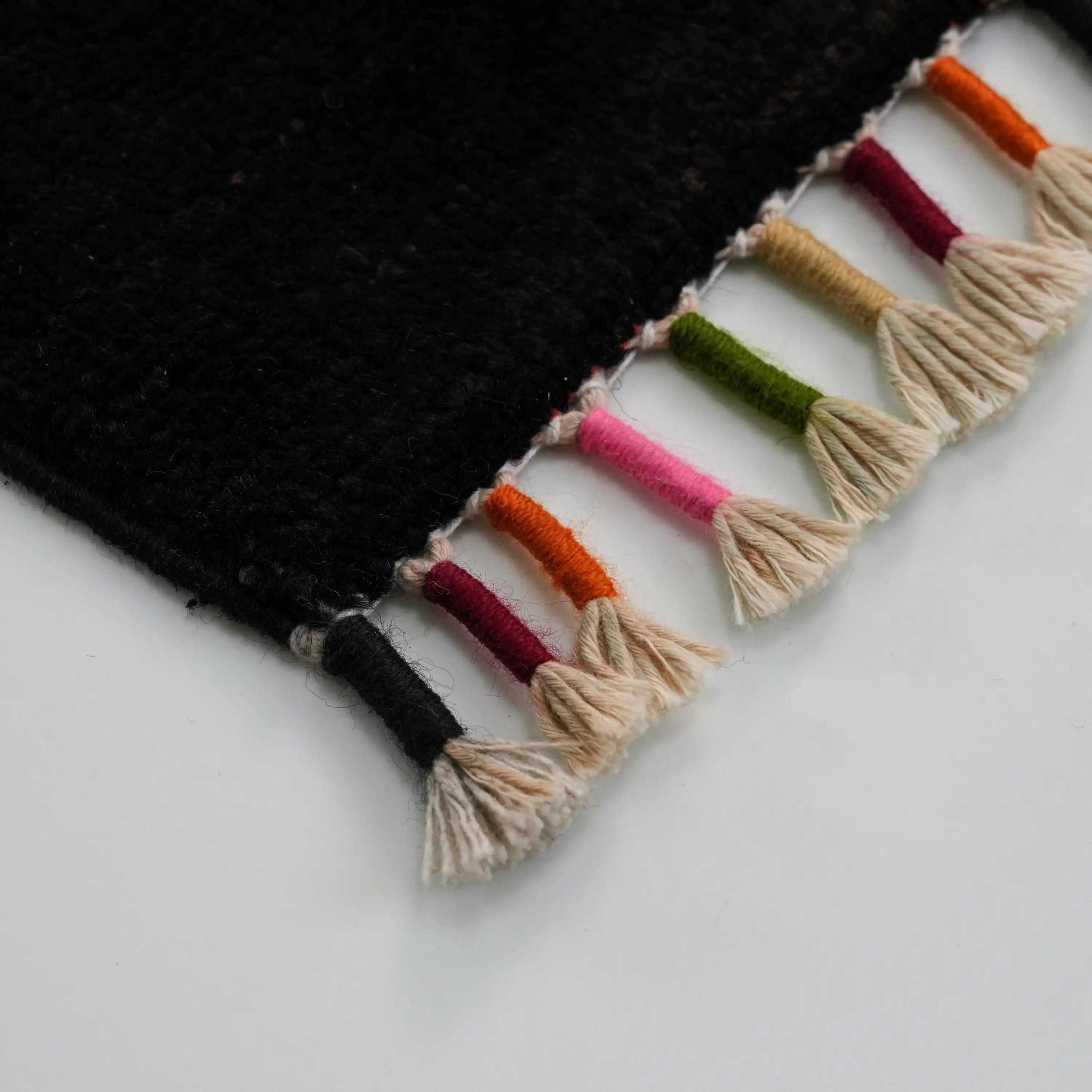 The Handwoven Karabakh Patterned Black Wool Rug