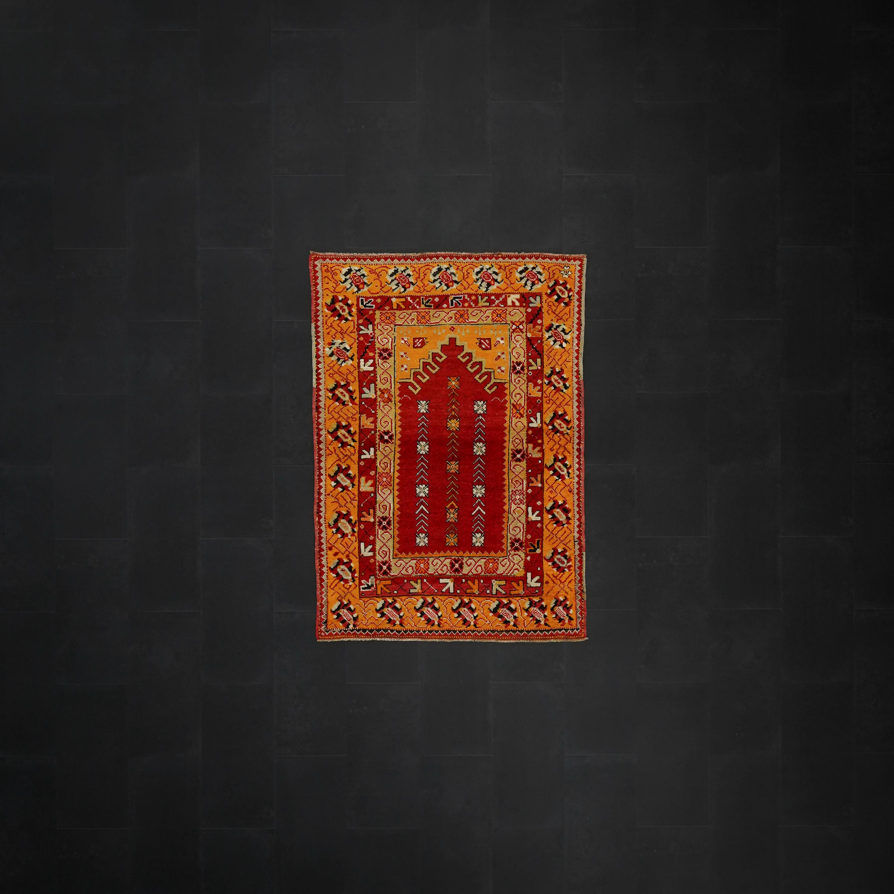 El Dokuma Kök Boyalı Antika 100+ Yaş Denizli Çal Seccade Halı