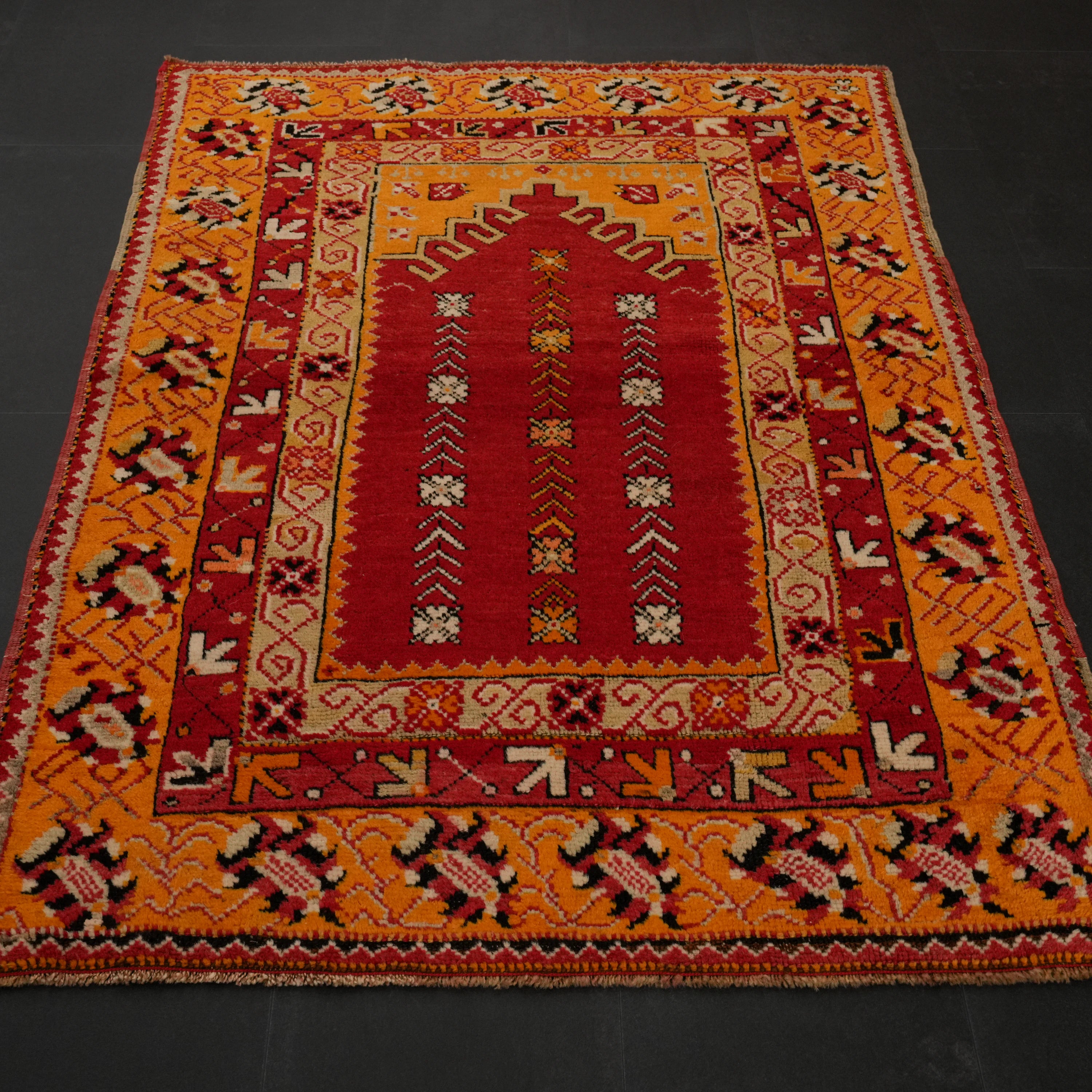 El Dokuma Kök Boyalı Antika 100+ Yaş Denizli Çal Seccade Halı