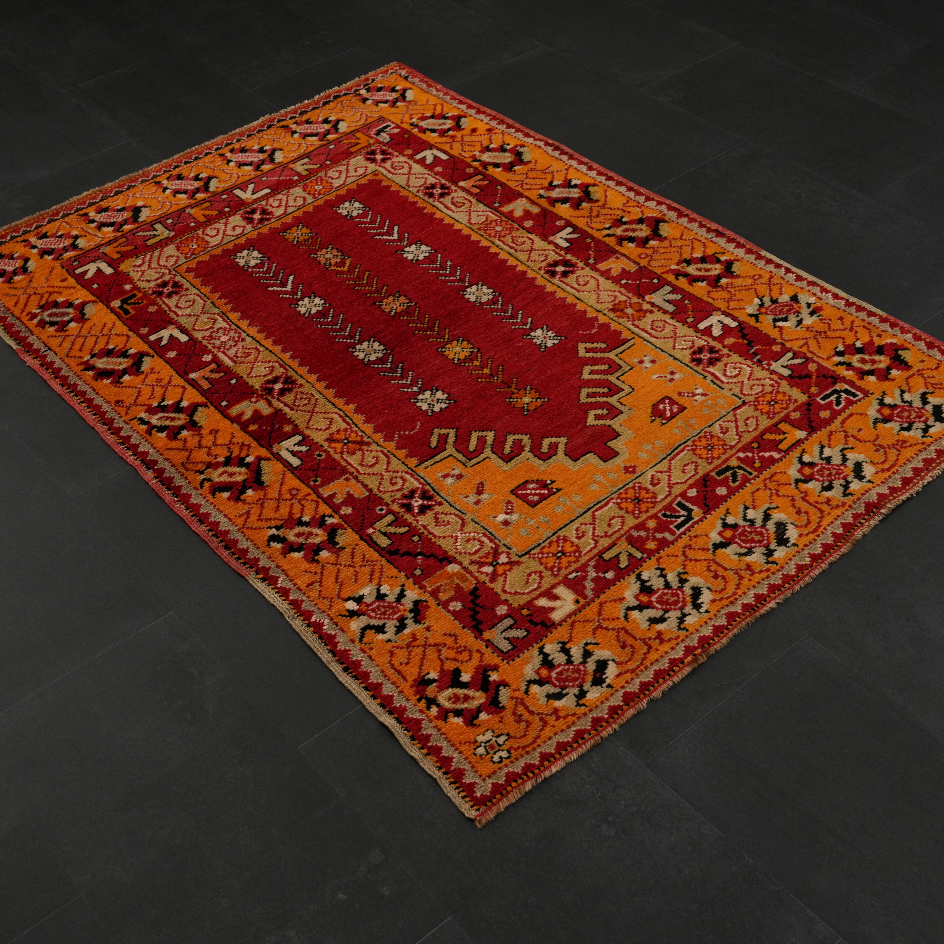 El Dokuma Kök Boyalı Antika 100+ Yaş Denizli Çal Seccade Halı