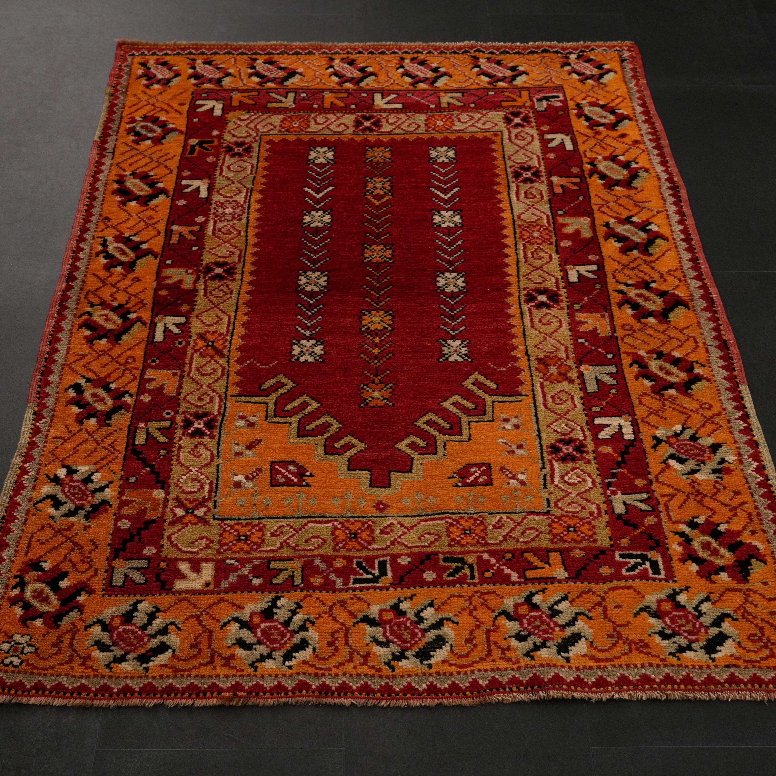 El Dokuma Kök Boyalı Antika 100+ Yaş Denizli Çal Seccade Halı