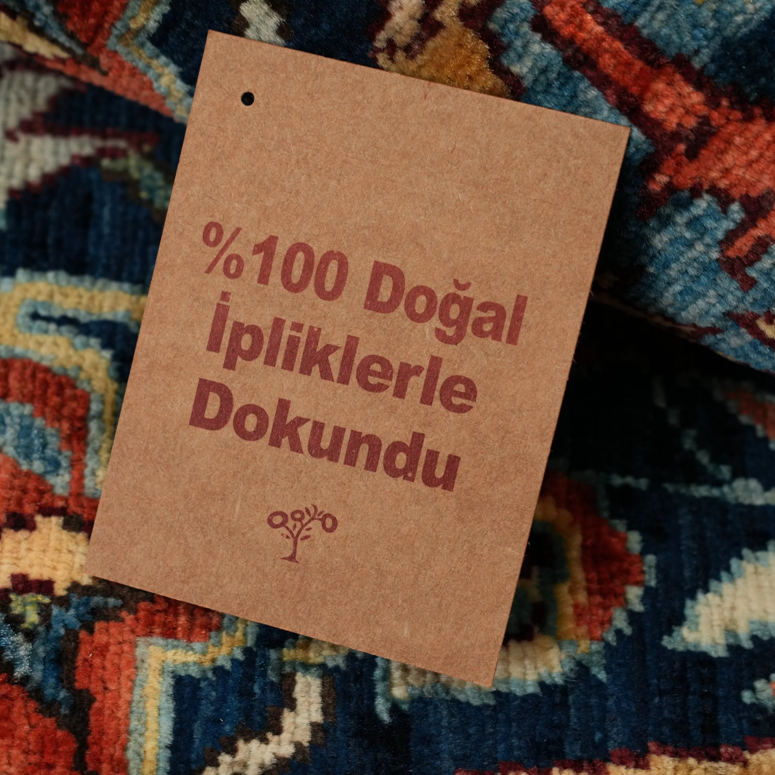 Handwoven Medallion Uşak Patterned Wool Navy Blue Rug