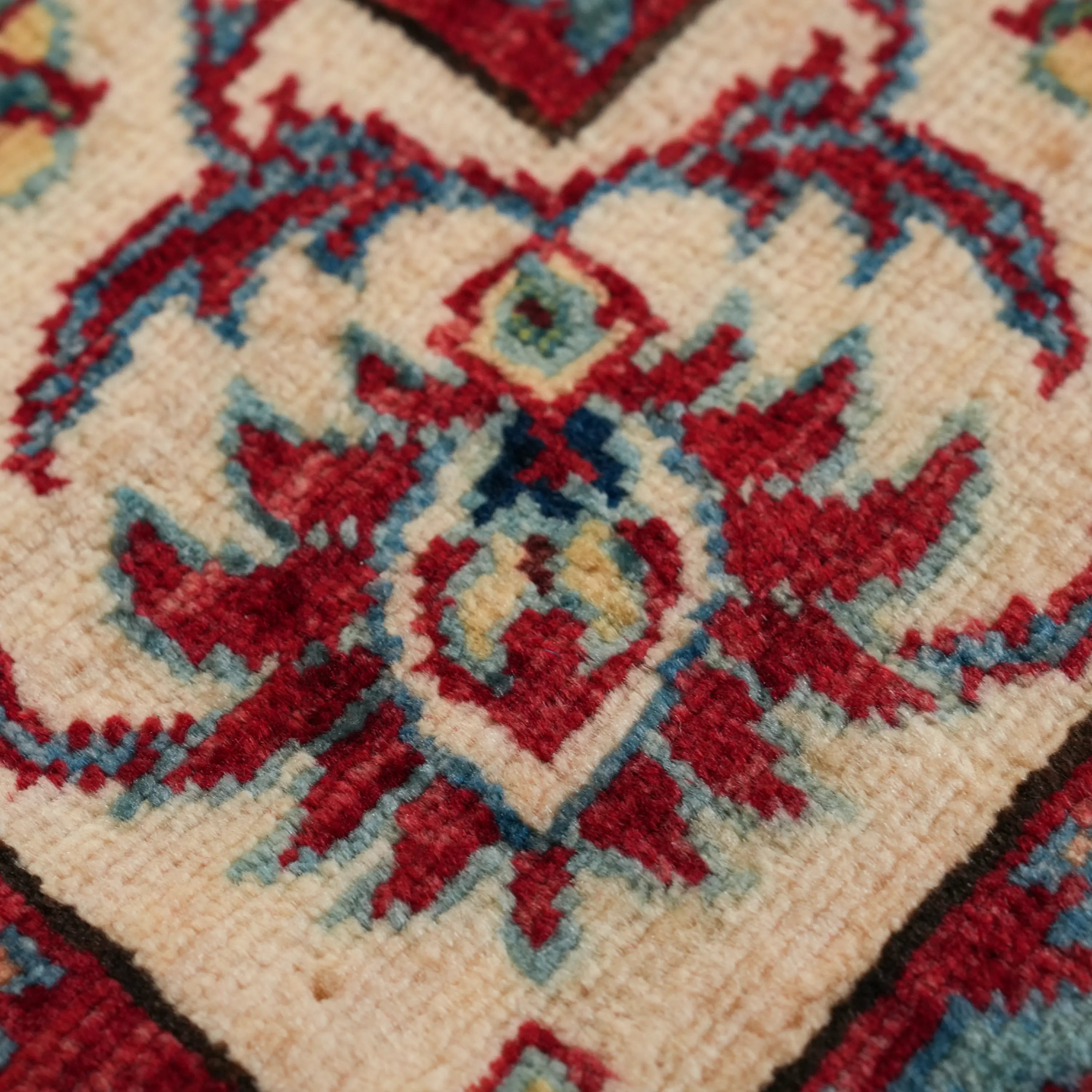 Handwoven Medallion Uşak Patterned Wool Navy Blue Rug