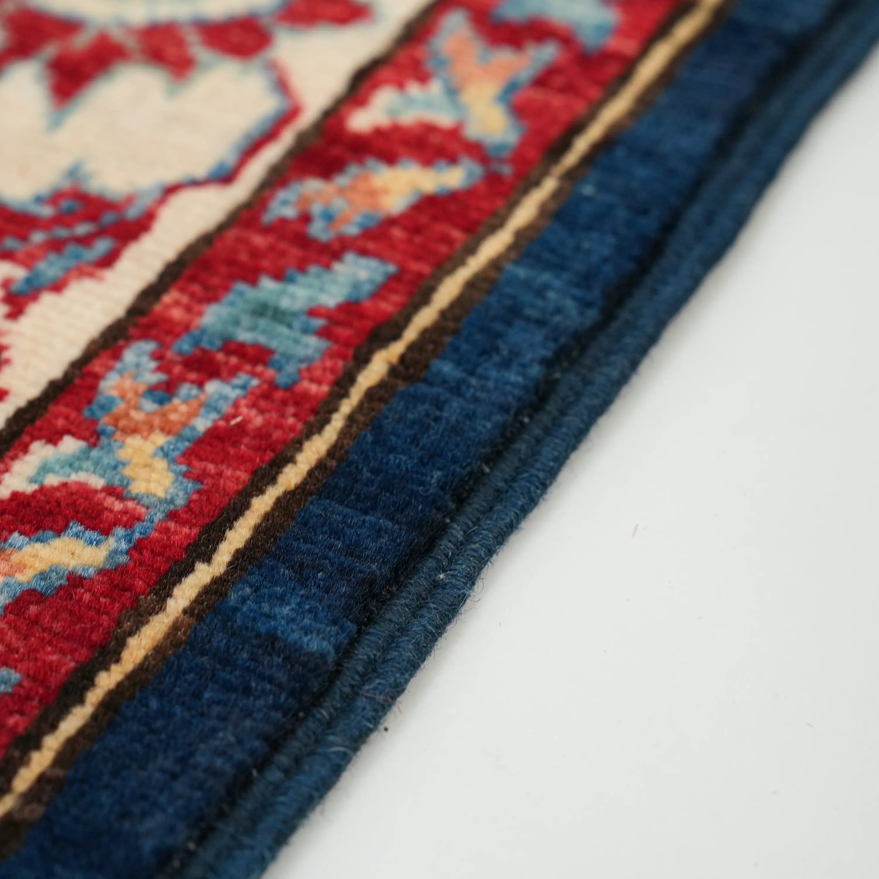 Handwoven Medallion Uşak Patterned Wool Navy Blue Rug