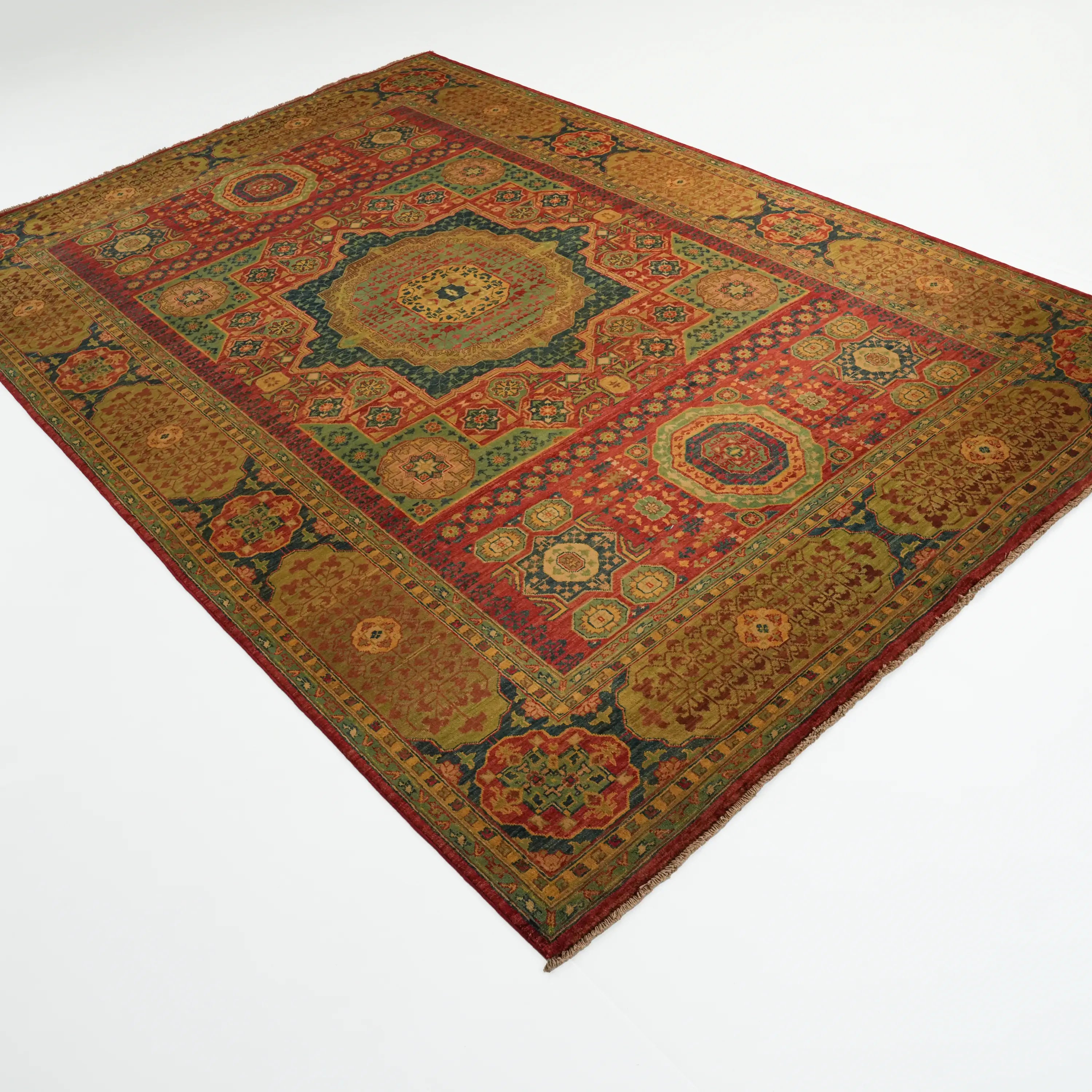 Handwoven Mamluk Pattern Colorful Wool Rug