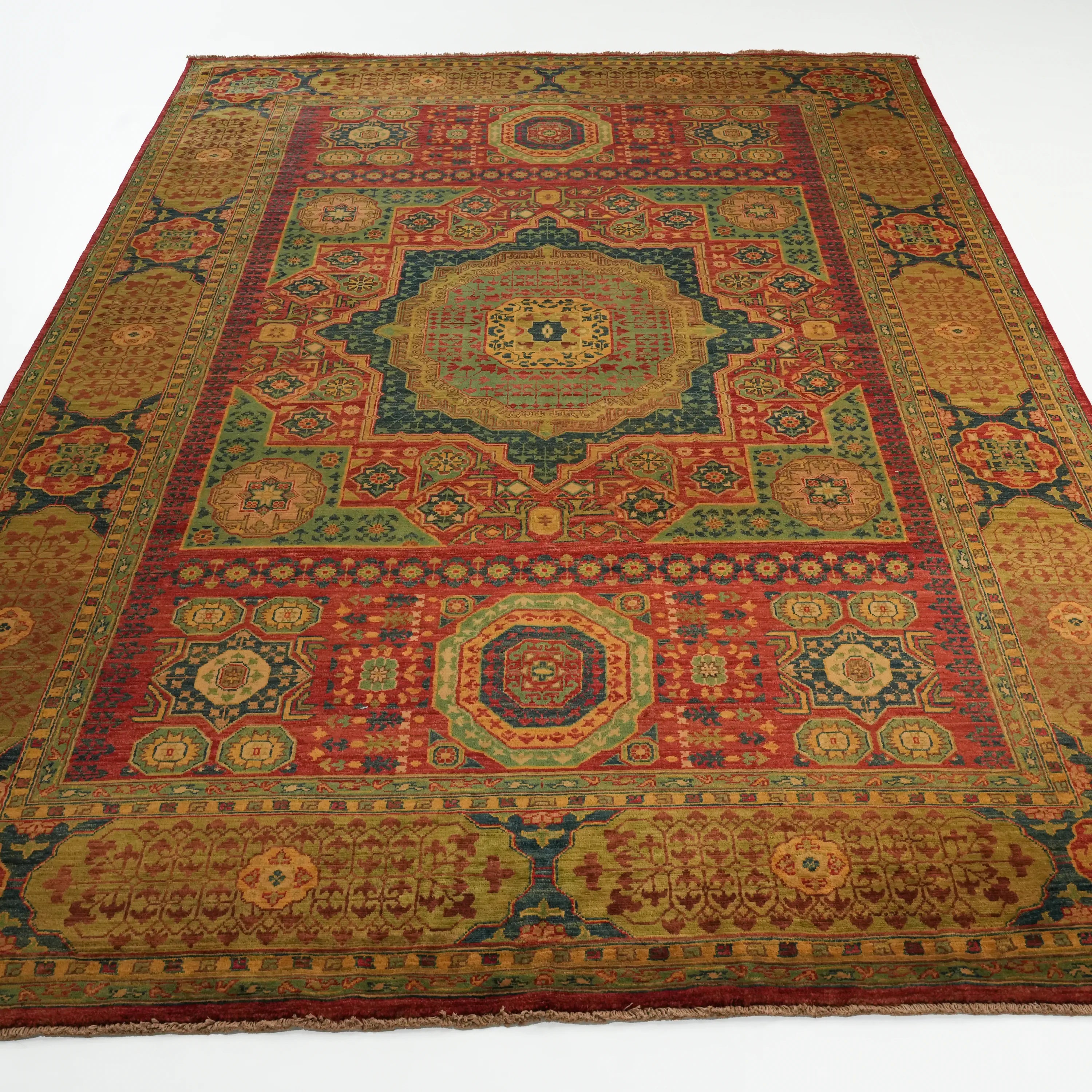 Handwoven Mamluk Pattern Colorful Wool Rug