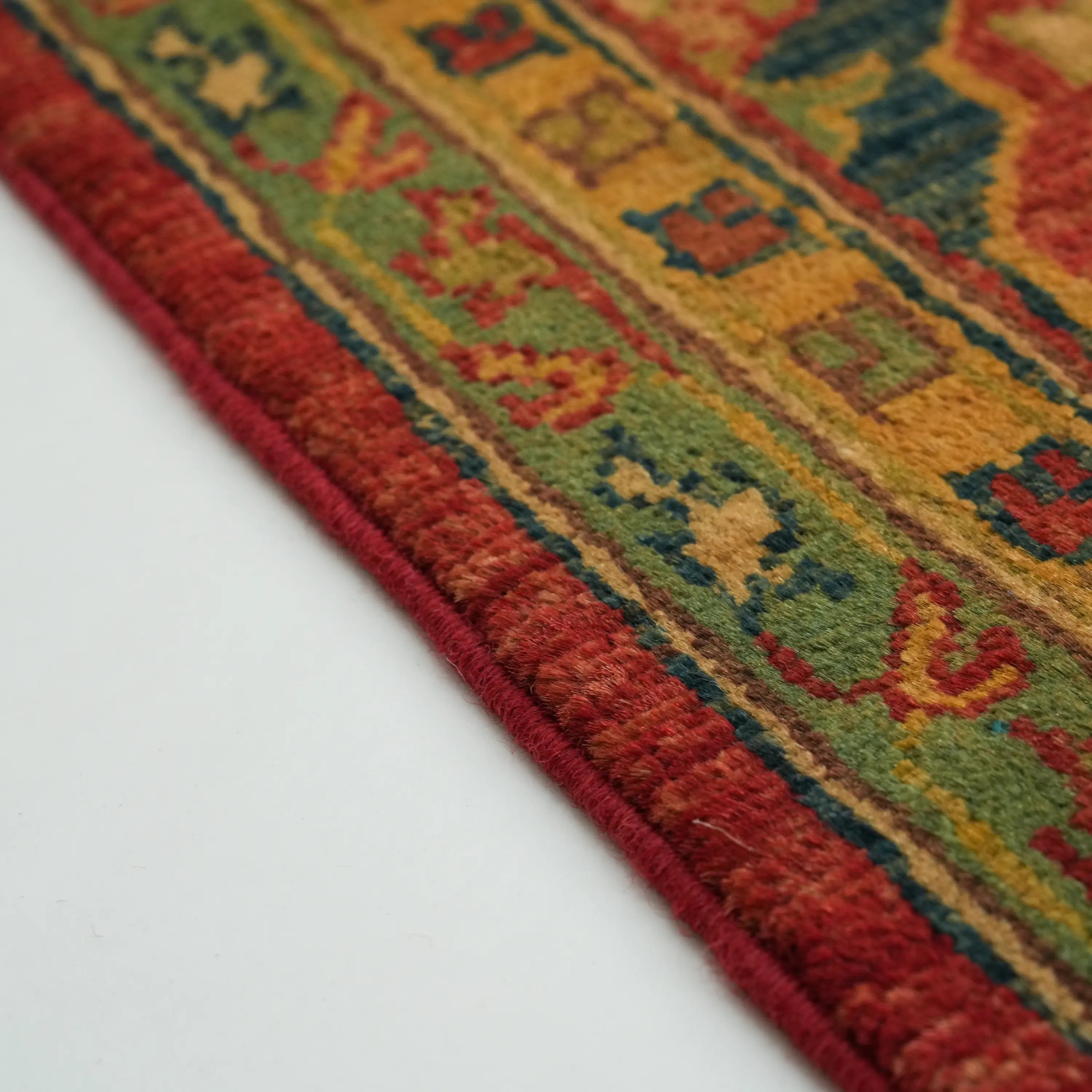 Handwoven Mamluk Pattern Colorful Wool Rug